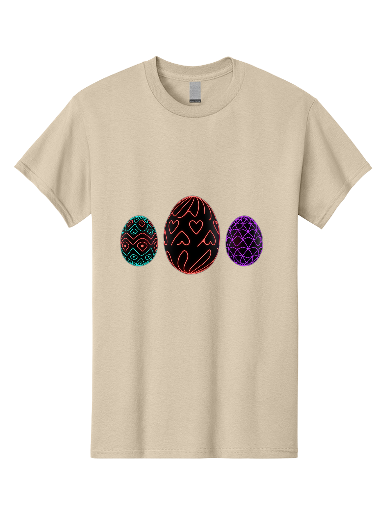 Decorative-Eggs Men'S Graphic Tee, 100% Cotton, Comfortable Casual Summer Wear, Machine Washable, Decorated Eggs, Easter Eggs, Colorful Patterns, Abstract Designs, Heart Motifs, Geometric Shapes, Festive, Vibrant Colors, Easter Celebration Baa443