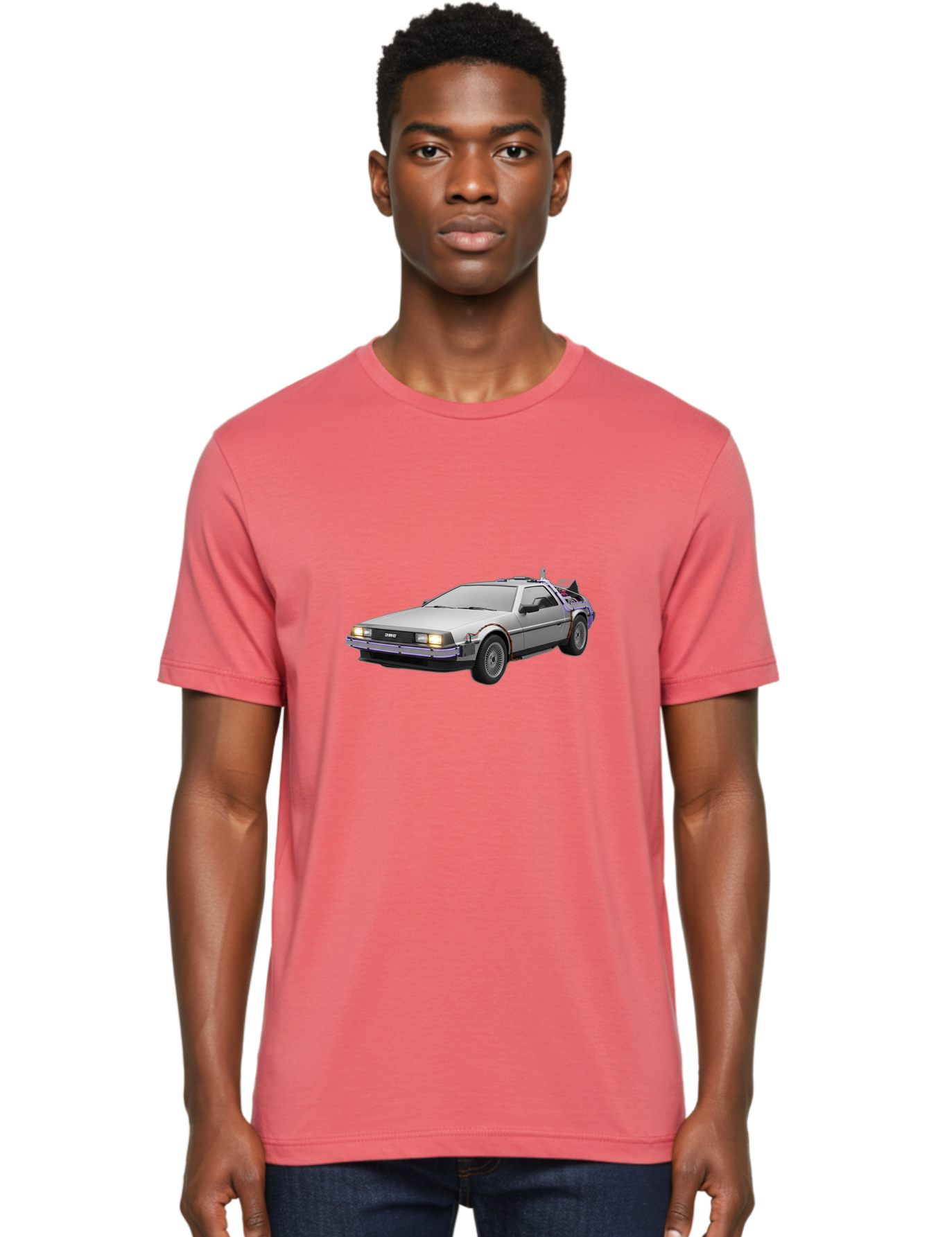 Delorean-Dmc-12 Men'S Graphic Tee, 100% Cotton, Comfortable Casual Summer Wear, Machine Washable, Delorean Dmc-12 Car, Futuristic Automobile, Time-Traveling Vehicle, Stainless Steel Body, Gull-Wing Doors, Classic Movie Prop, Baa444