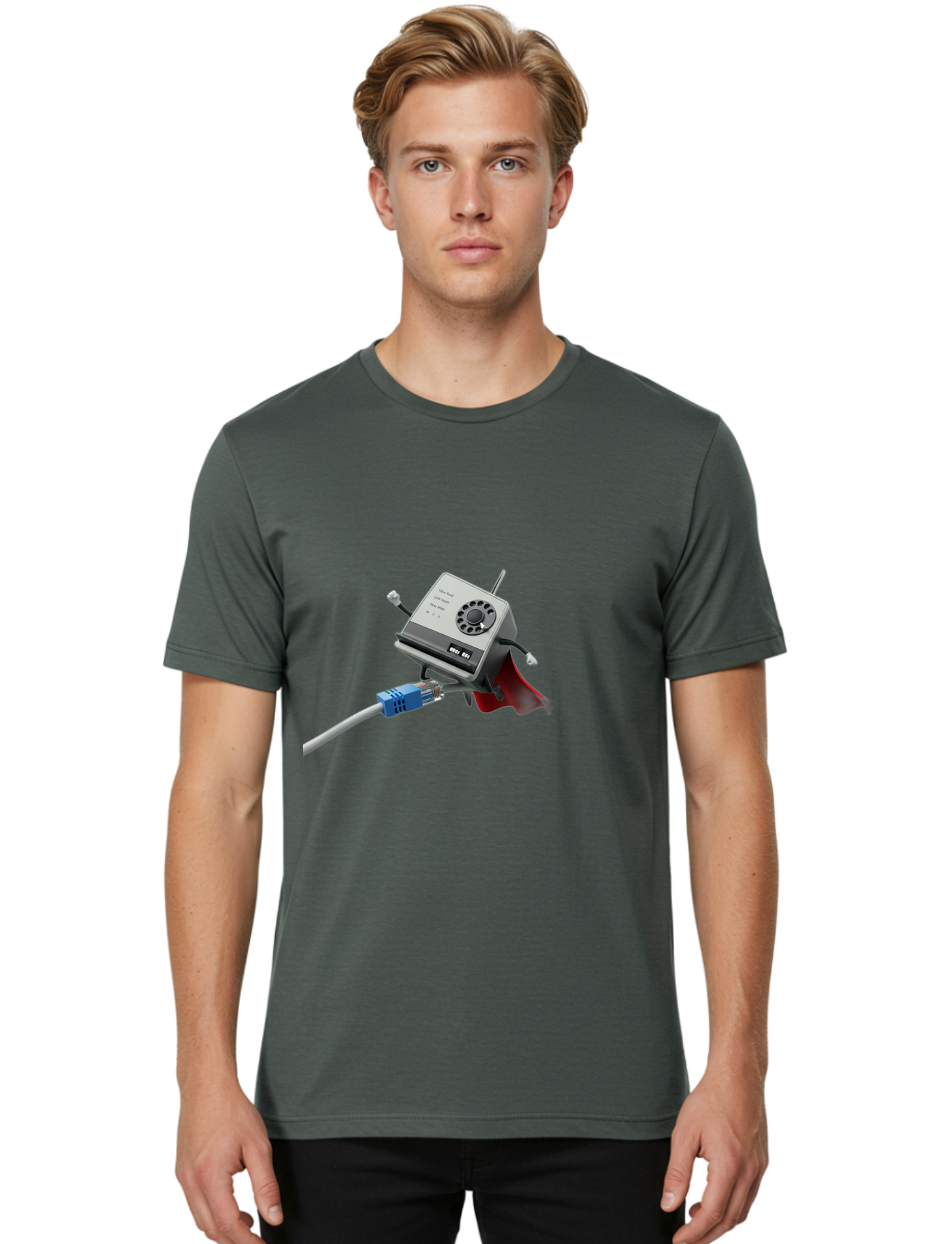 Dial-Up-Modem Men'S Graphic Tee, 100% Cotton, Comfortable Casual Summer Wear, Machine Washable, 56K V.90/V.34 Fax/Data/Voice Modem, Vintage Computer Hardware, Retro Technology, Dial-Up Internet, Nostalgic Tech, Antique Electronics, Baa447