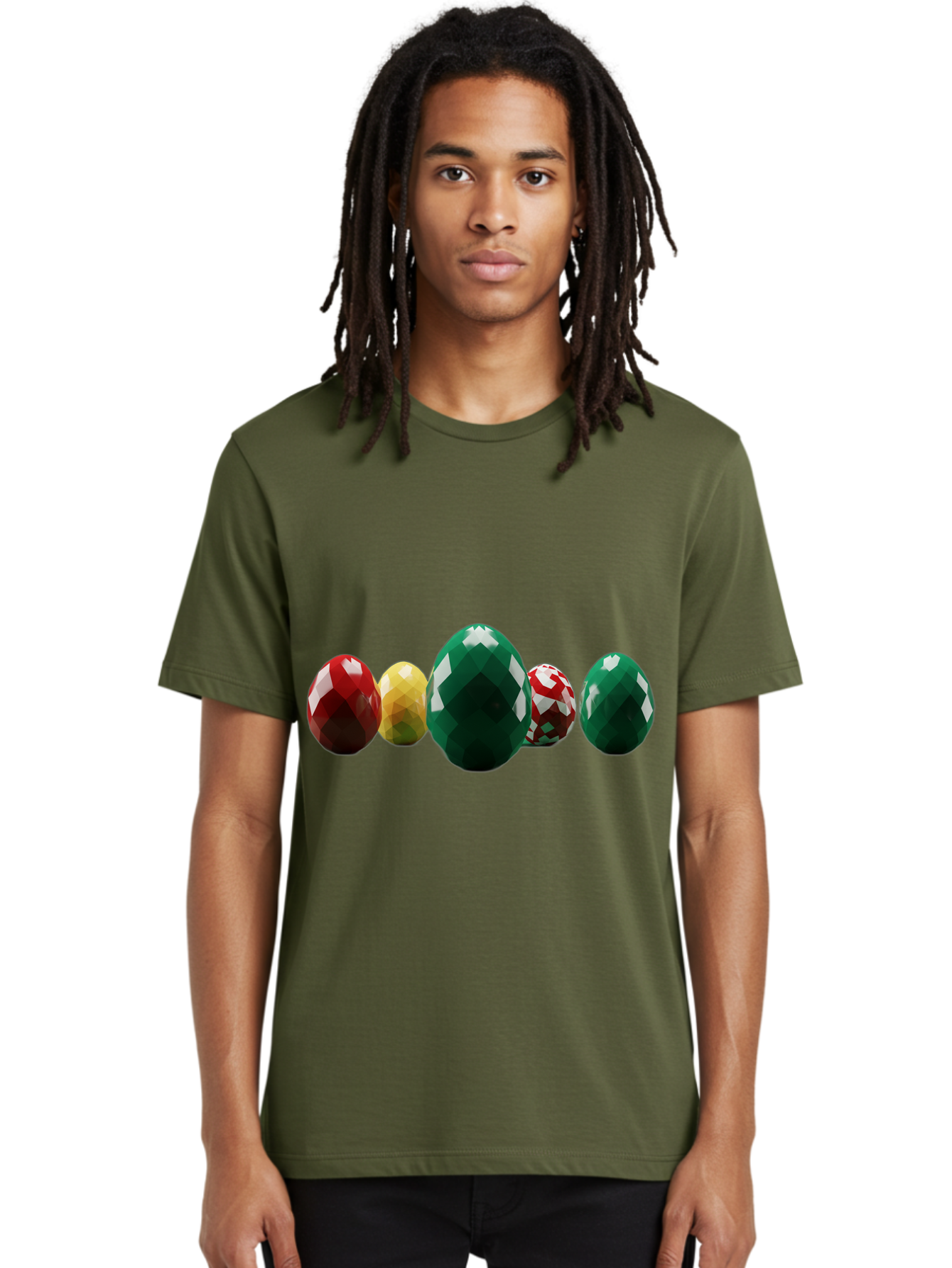 Diamond-Easter-Eggs Men'S Graphic Tee, 100% Cotton, Comfortable Casual Summer Wear, Machine Washable, Diamond Eggs, Easter Eggs, Jewelry Eggs, Colorful Eggs, Faceted Eggs, Decorative Eggs, Shiny Eggs, Gemstone Eggs Baa448