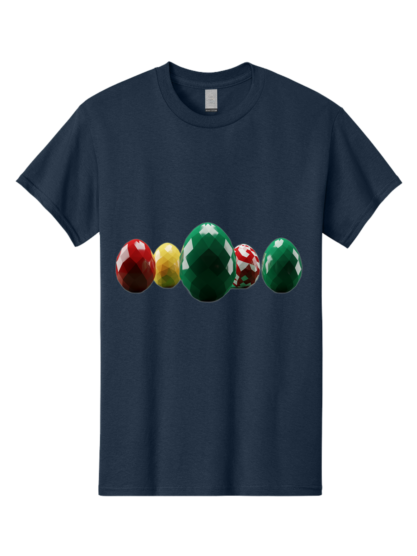 Diamond-Easter-Eggs Men'S Graphic Tee, 100% Cotton, Comfortable Casual Summer Wear, Machine Washable, Diamond Eggs, Easter Eggs, Jewelry Eggs, Colorful Eggs, Faceted Eggs, Decorative Eggs, Shiny Eggs, Gemstone Eggs Baa448