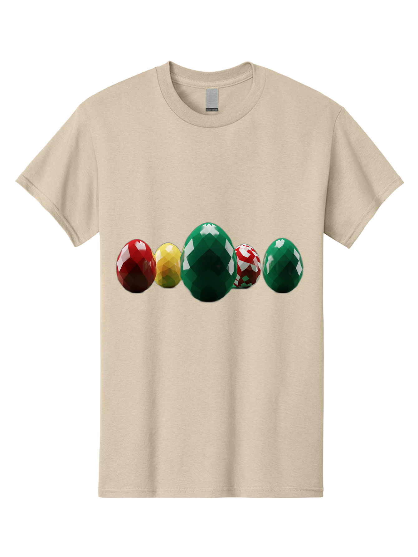 Diamond-Easter-Eggs Men'S Graphic Tee, 100% Cotton, Comfortable Casual Summer Wear, Machine Washable, Diamond Eggs, Easter Eggs, Jewelry Eggs, Colorful Eggs, Faceted Eggs, Decorative Eggs, Shiny Eggs, Gemstone Eggs Baa448