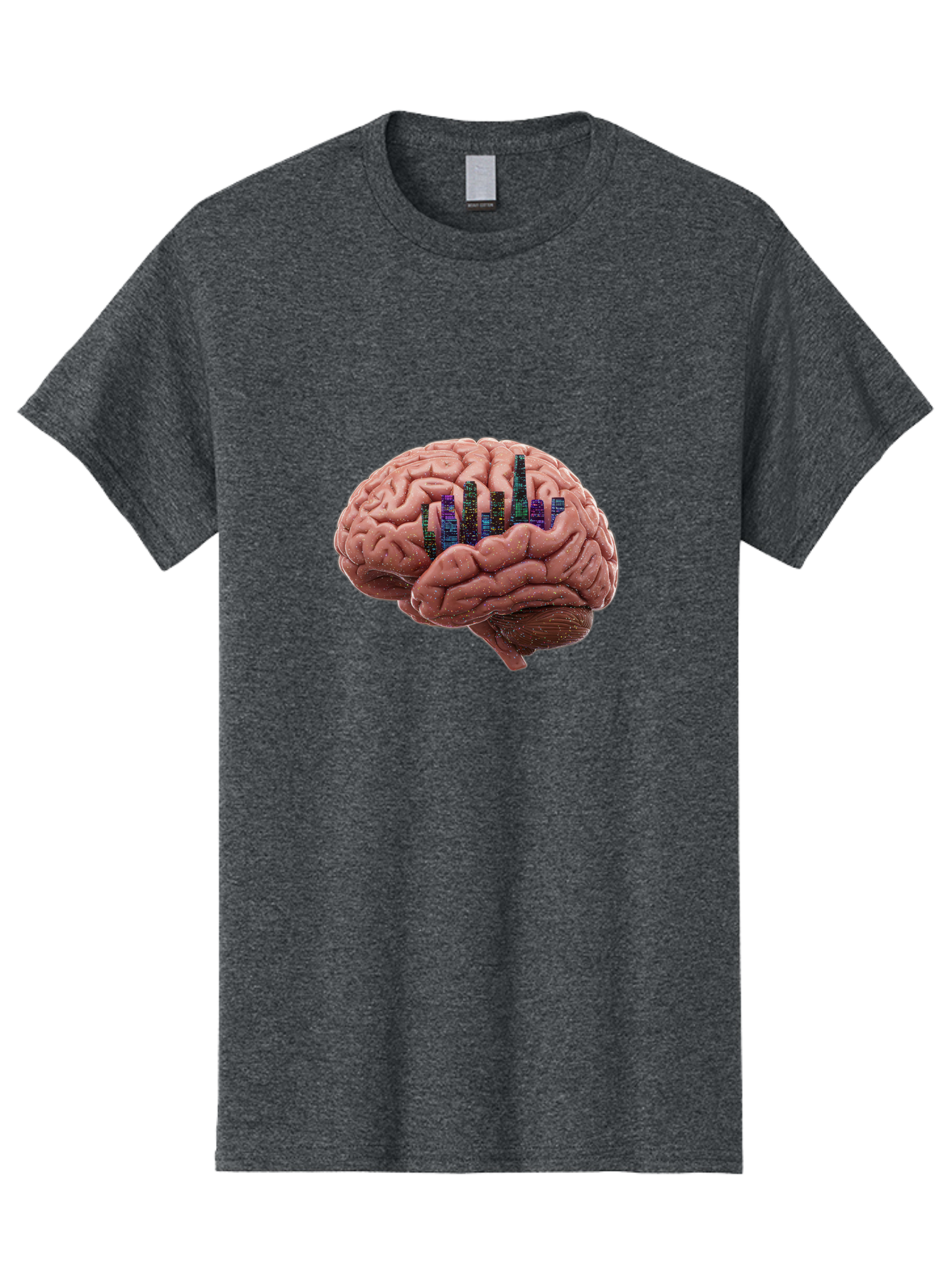 Digital-Brain Men'S Graphic Tee, 100% Cotton, Comfortable Casual Summer Wear, Machine Washable, Human Brain, 3D Barcode, Cognitive Function, Digital Representation, Neuroscience, Technology Integration, Data Encoding, Innovative Concept, Baa449