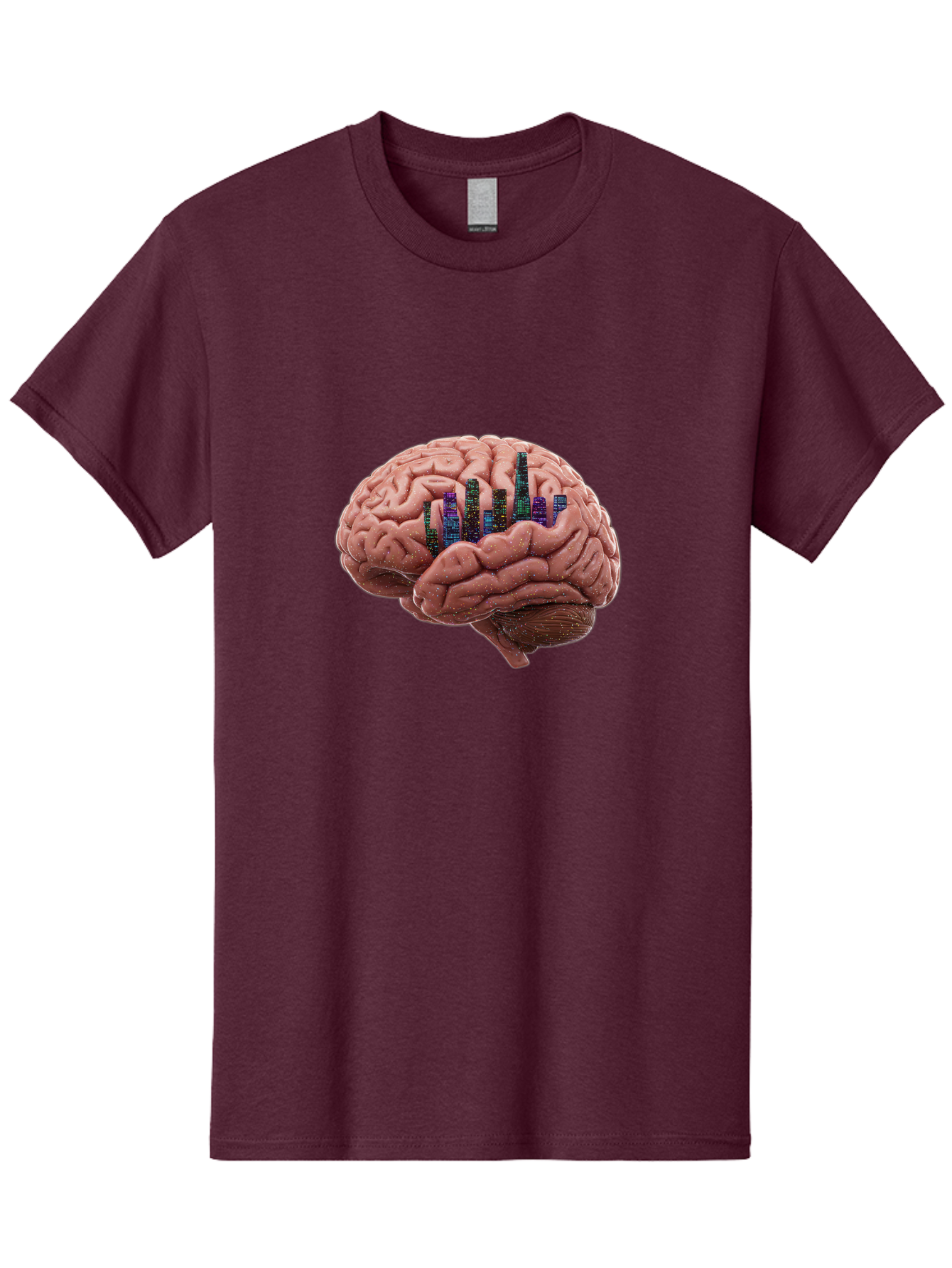 Digital-Brain Men'S Graphic Tee, 100% Cotton, Comfortable Casual Summer Wear, Machine Washable, Human Brain, 3D Barcode, Cognitive Function, Digital Representation, Neuroscience, Technology Integration, Data Encoding, Innovative Concept, Baa449