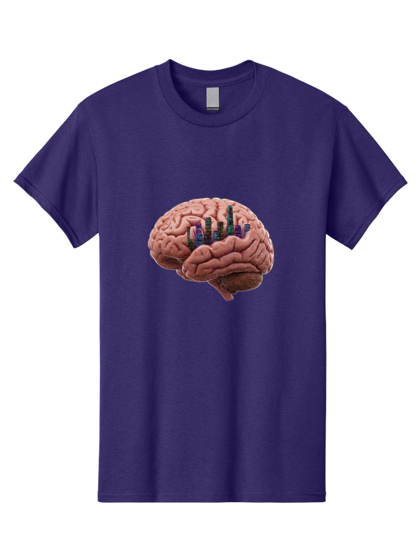 Digital-Brain Men'S Graphic Tee, 100% Cotton, Comfortable Casual Summer Wear, Machine Washable, Human Brain, 3D Barcode, Cognitive Function, Digital Representation, Neuroscience, Technology Integration, Data Encoding, Innovative Concept, Baa449