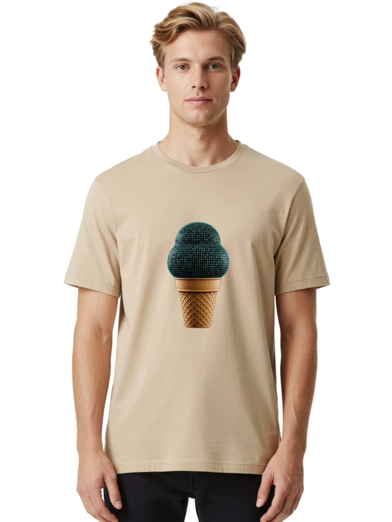 Disco-Ball-Ice-Cream Men'S Graphic Tee, 100% Cotton, Comfortable Casual Summer Wear, Machine Washable, Disco Ball Ice Cream, Luxury Ice Cream, Glamorous Dessert, Unique Ice Cream, Ice Cream Cone, Waffle Cone, Disco-Themed Treat, Baa451