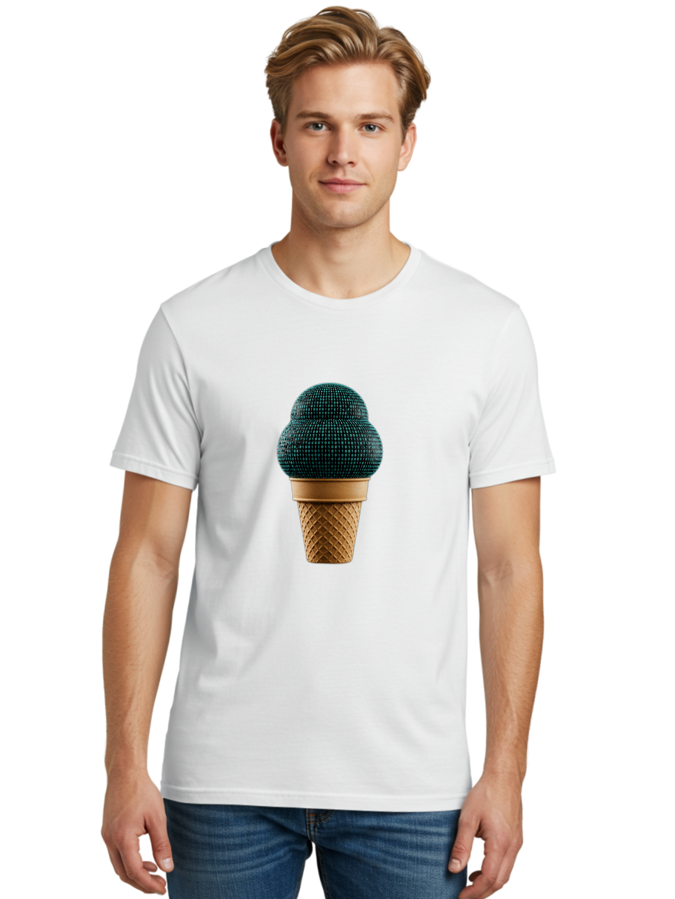 Disco-Ball-Ice-Cream Men'S Graphic Tee, 100% Cotton, Comfortable Casual Summer Wear, Machine Washable, Disco Ball Ice Cream, Luxury Ice Cream, Glamorous Dessert, Unique Ice Cream, Ice Cream Cone, Waffle Cone, Disco-Themed Treat, Baa451