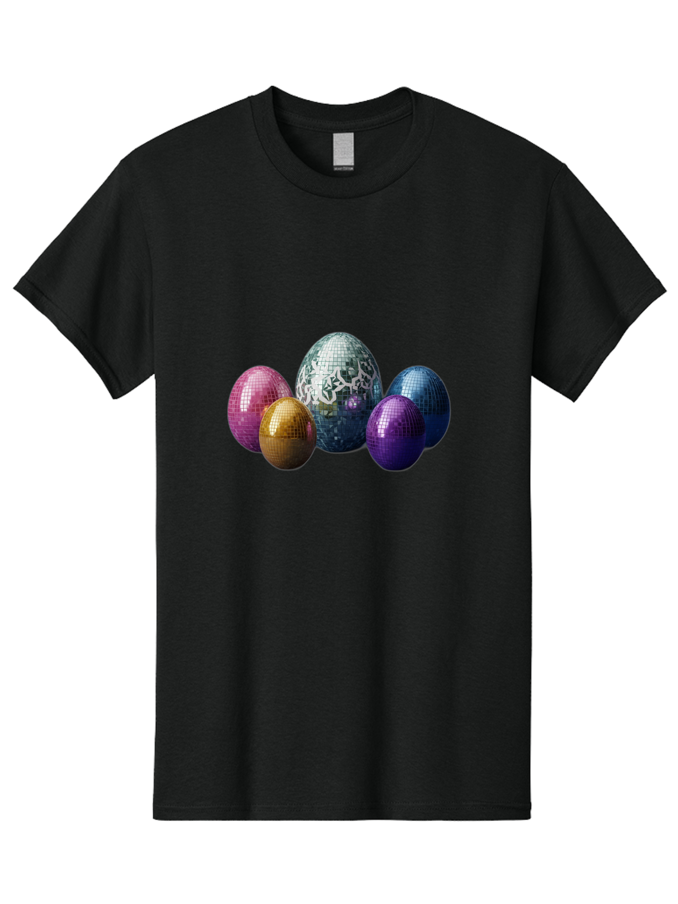 Disco-Eggs Men'S Graphic Tee, 100% Cotton, Comfortable Casual Summer Wear, Machine Washable, Disco Eggs, Mirrored Eggs, Colorful Eggs, Easter Eggs, Shiny Eggs, Festive Decoration, Party Accessories, Reflective Surfaces, Vibrant Colors, Baa452