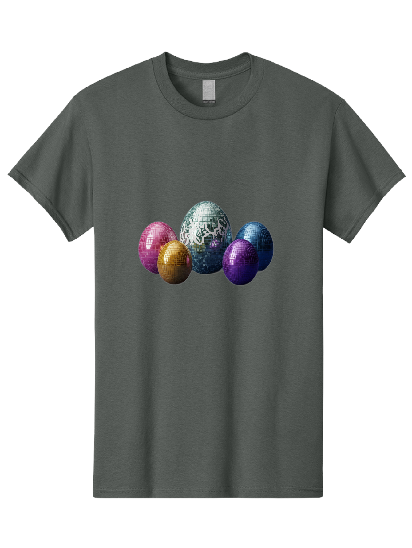 Disco-Eggs Men'S Graphic Tee, 100% Cotton, Comfortable Casual Summer Wear, Machine Washable, Disco Eggs, Mirrored Eggs, Colorful Eggs, Easter Eggs, Shiny Eggs, Festive Decoration, Party Accessories, Reflective Surfaces, Vibrant Colors, Baa452