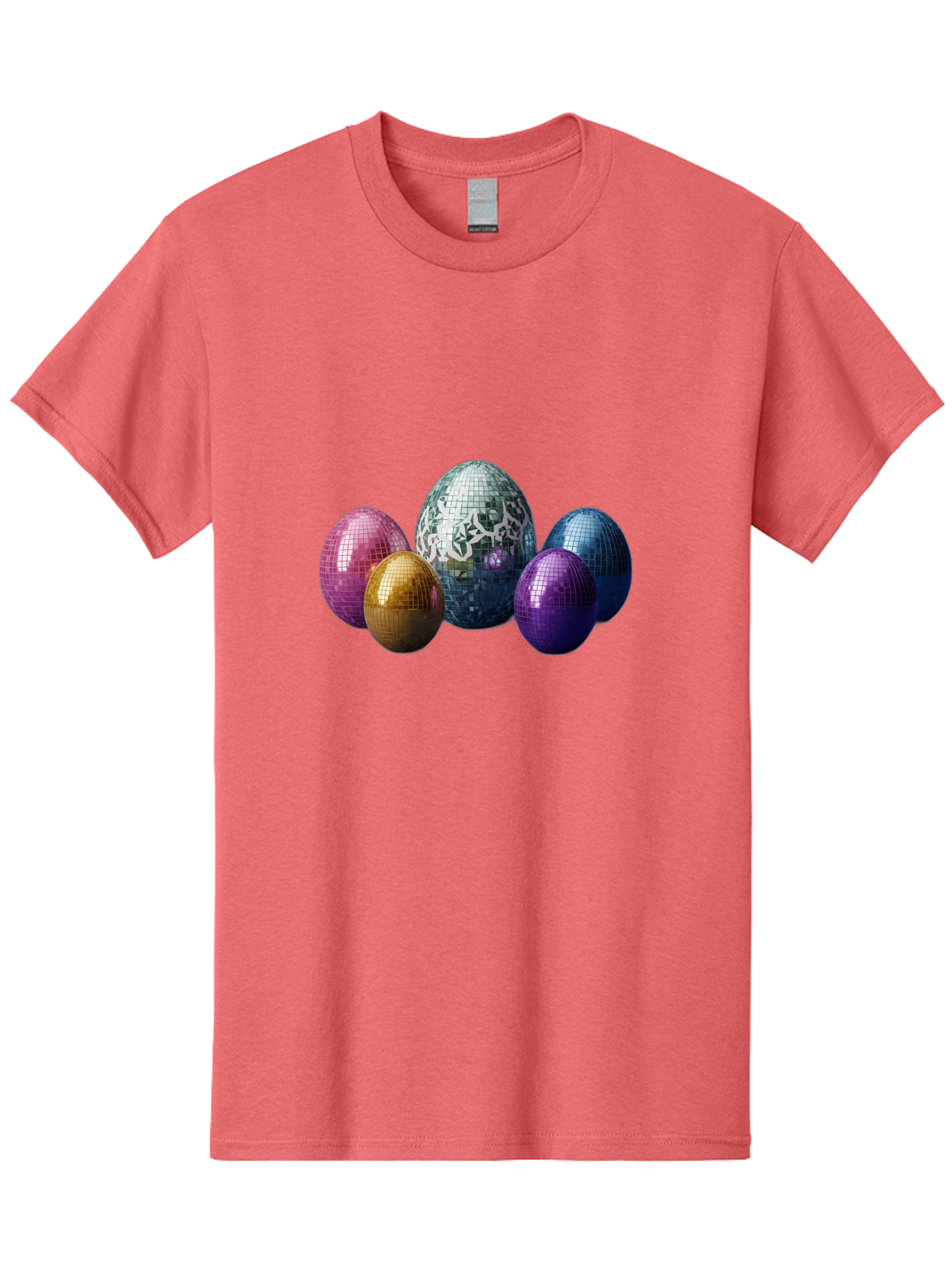 Disco-Eggs Men'S Graphic Tee, 100% Cotton, Comfortable Casual Summer Wear, Machine Washable, Disco Eggs, Mirrored Eggs, Colorful Eggs, Easter Eggs, Shiny Eggs, Festive Decoration, Party Accessories, Reflective Surfaces, Vibrant Colors, Baa452