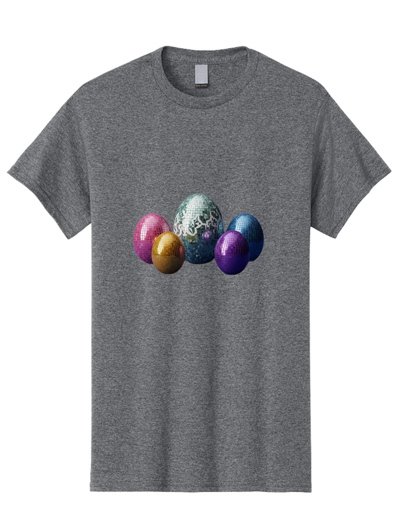 Disco-Eggs Men'S Graphic Tee, 100% Cotton, Comfortable Casual Summer Wear, Machine Washable, Disco Eggs, Mirrored Eggs, Colorful Eggs, Easter Eggs, Shiny Eggs, Festive Decoration, Party Accessories, Reflective Surfaces, Vibrant Colors, Baa452