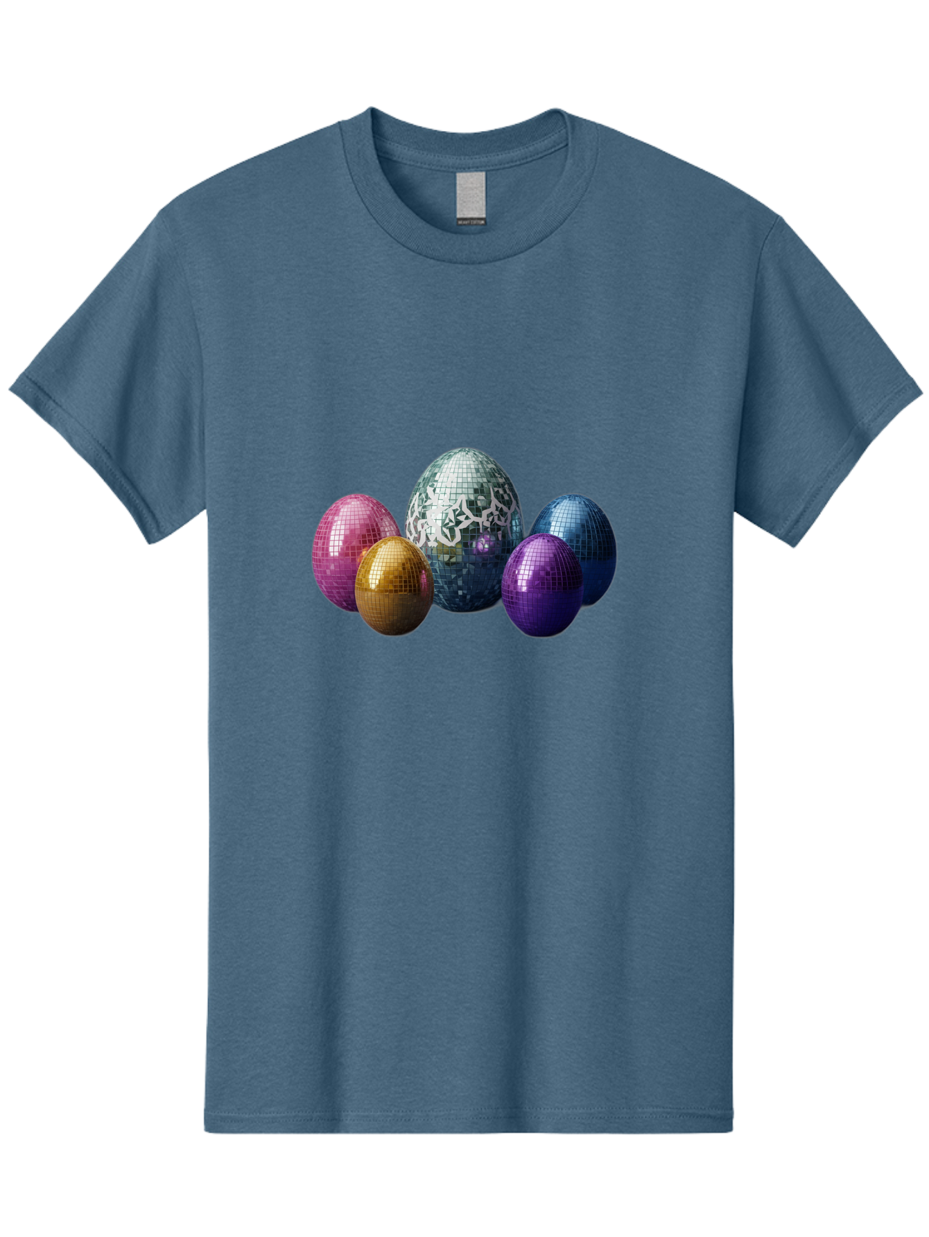 Disco-Eggs Men'S Graphic Tee, 100% Cotton, Comfortable Casual Summer Wear, Machine Washable, Disco Eggs, Mirrored Eggs, Colorful Eggs, Easter Eggs, Shiny Eggs, Festive Decoration, Party Accessories, Reflective Surfaces, Vibrant Colors, Baa452