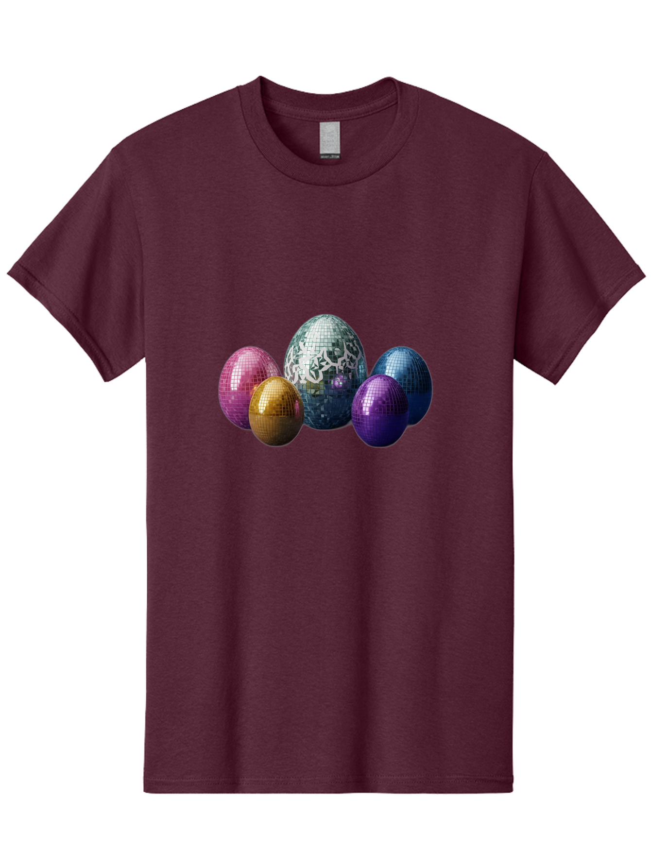 Disco-Eggs Men'S Graphic Tee, 100% Cotton, Comfortable Casual Summer Wear, Machine Washable, Disco Eggs, Mirrored Eggs, Colorful Eggs, Easter Eggs, Shiny Eggs, Festive Decoration, Party Accessories, Reflective Surfaces, Vibrant Colors, Baa452