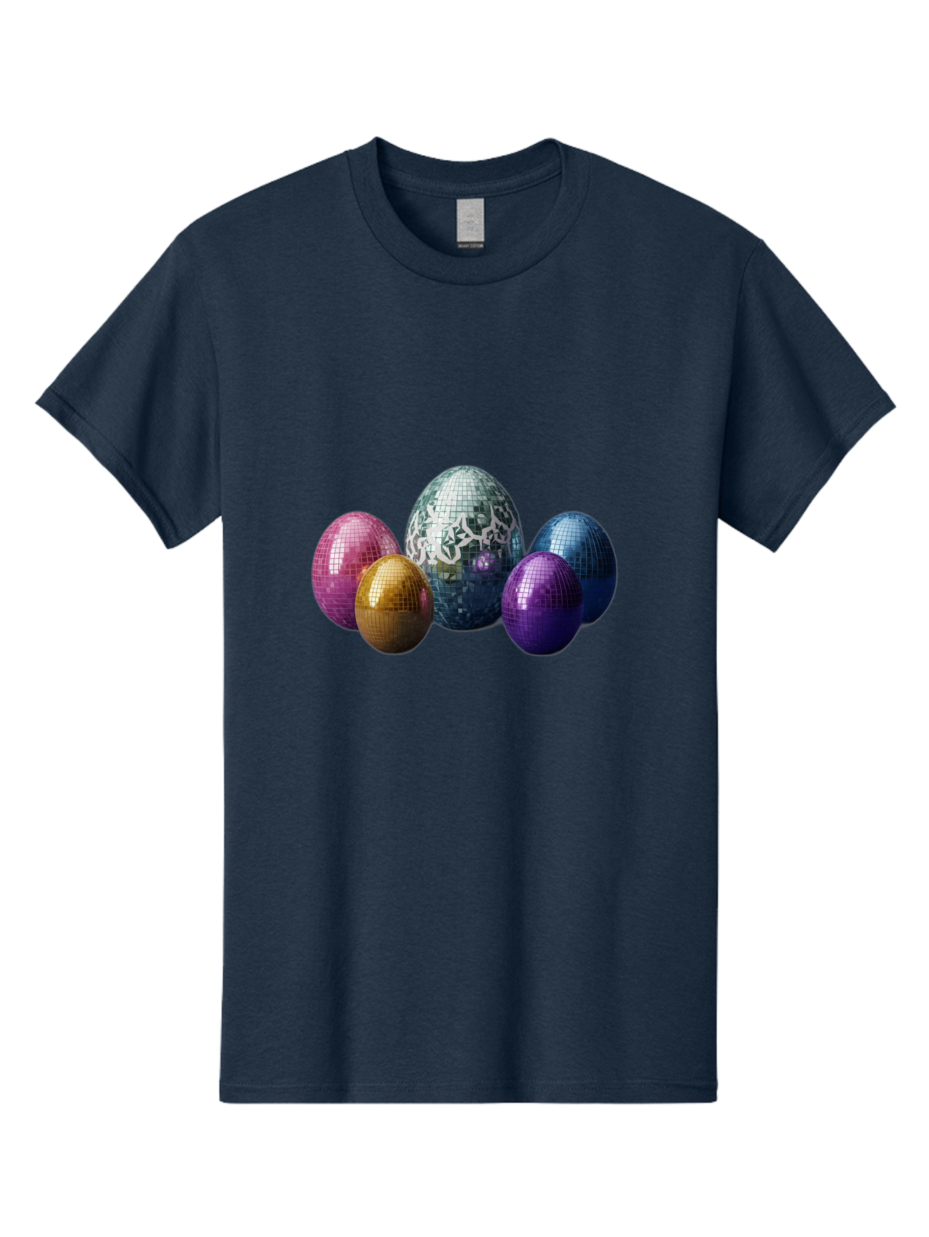Disco-Eggs Men'S Graphic Tee, 100% Cotton, Comfortable Casual Summer Wear, Machine Washable, Disco Eggs, Mirrored Eggs, Colorful Eggs, Easter Eggs, Shiny Eggs, Festive Decoration, Party Accessories, Reflective Surfaces, Vibrant Colors, Baa452