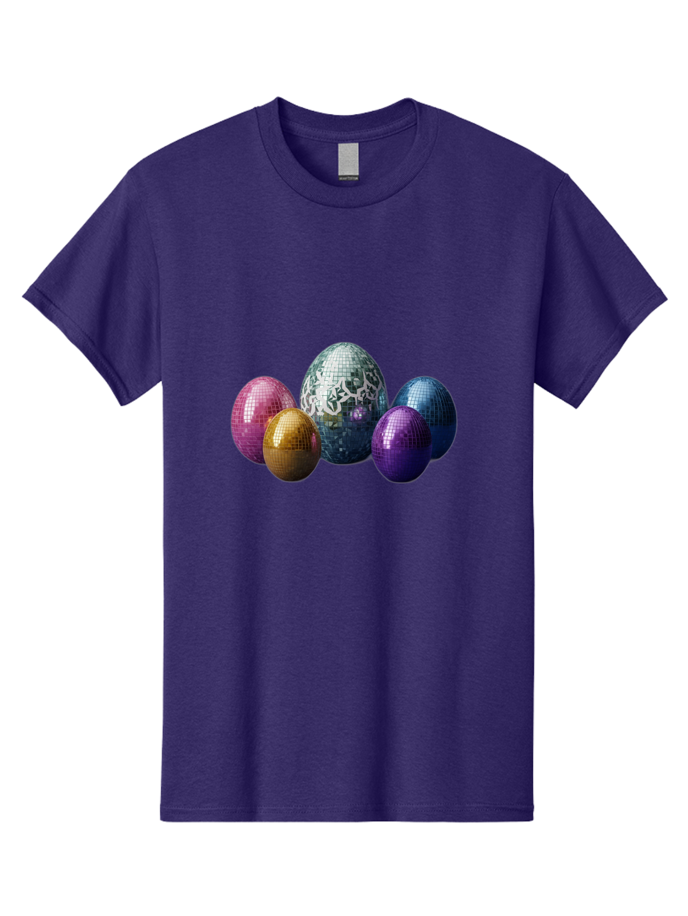 Disco-Eggs Men'S Graphic Tee, 100% Cotton, Comfortable Casual Summer Wear, Machine Washable, Disco Eggs, Mirrored Eggs, Colorful Eggs, Easter Eggs, Shiny Eggs, Festive Decoration, Party Accessories, Reflective Surfaces, Vibrant Colors, Baa452