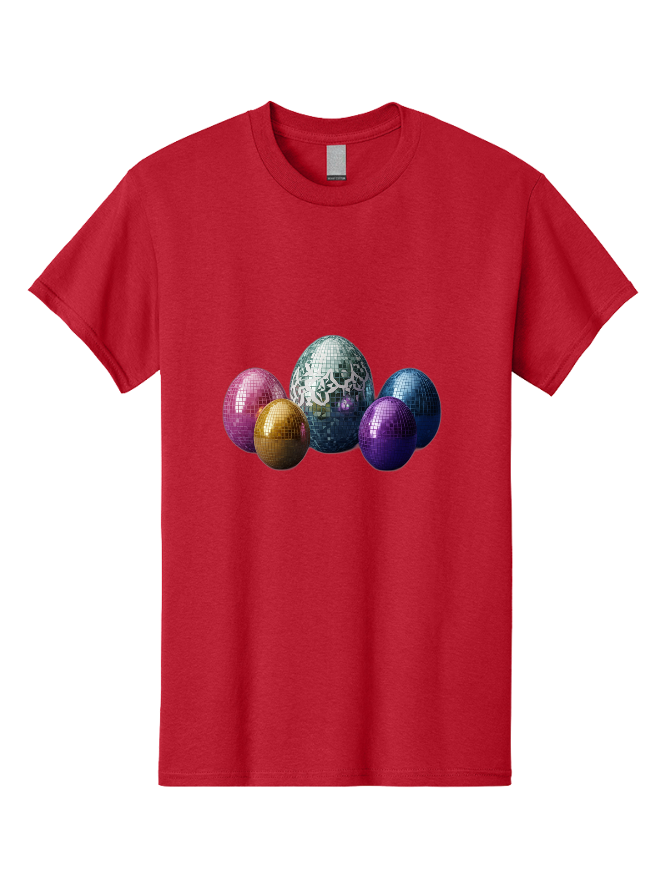 Disco-Eggs Men'S Graphic Tee, 100% Cotton, Comfortable Casual Summer Wear, Machine Washable, Disco Eggs, Mirrored Eggs, Colorful Eggs, Easter Eggs, Shiny Eggs, Festive Decoration, Party Accessories, Reflective Surfaces, Vibrant Colors, Baa452