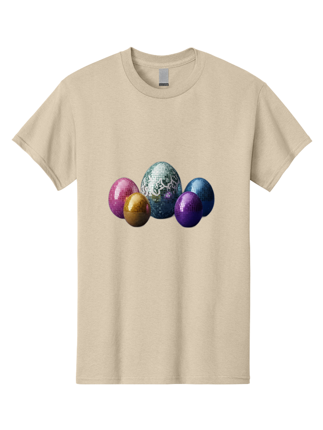 Disco-Eggs Men'S Graphic Tee, 100% Cotton, Comfortable Casual Summer Wear, Machine Washable, Disco Eggs, Mirrored Eggs, Colorful Eggs, Easter Eggs, Shiny Eggs, Festive Decoration, Party Accessories, Reflective Surfaces, Vibrant Colors, Baa452