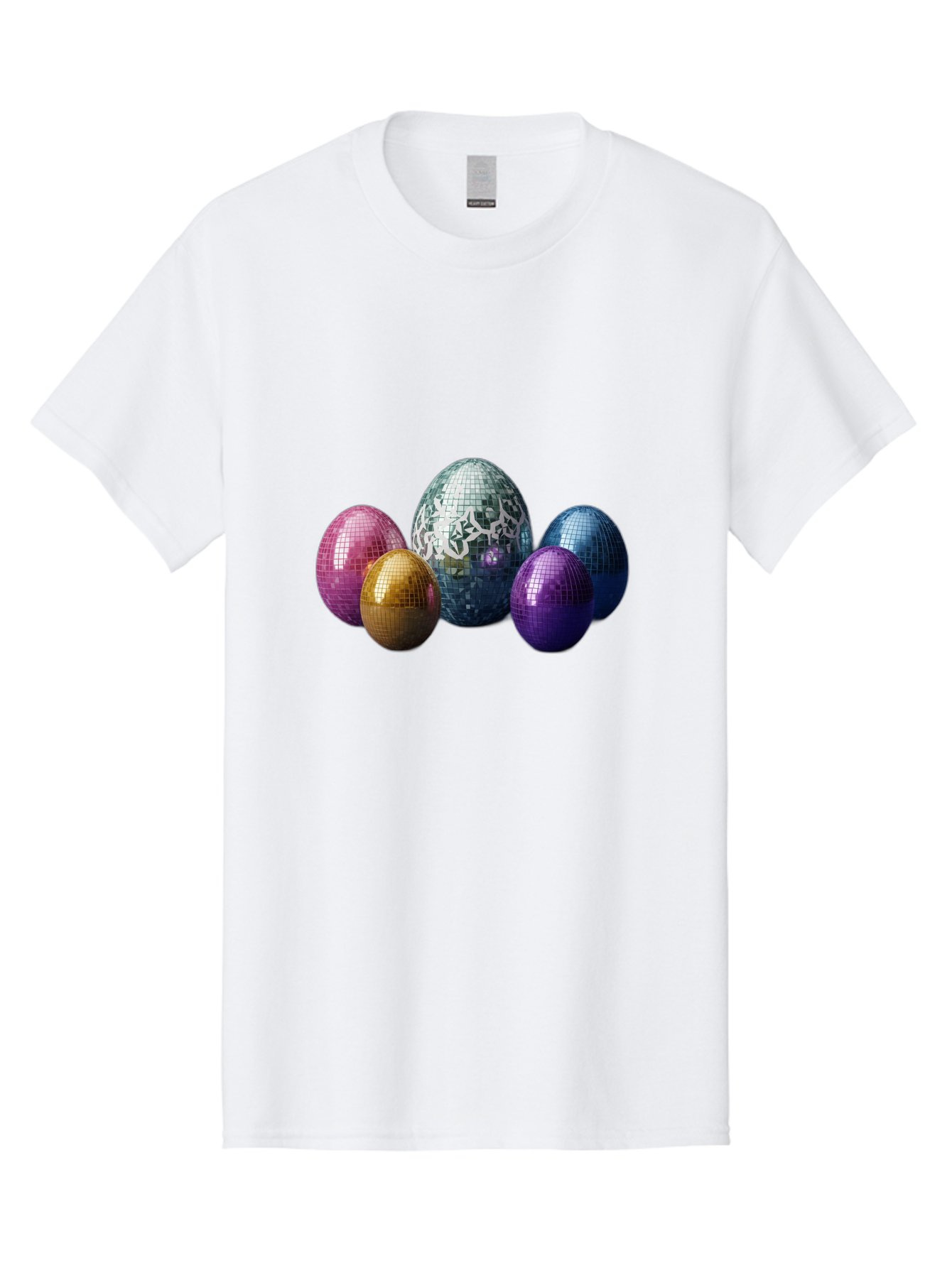 Disco-Eggs Men'S Graphic Tee, 100% Cotton, Comfortable Casual Summer Wear, Machine Washable, Disco Eggs, Mirrored Eggs, Colorful Eggs, Easter Eggs, Shiny Eggs, Festive Decoration, Party Accessories, Reflective Surfaces, Vibrant Colors, Baa452