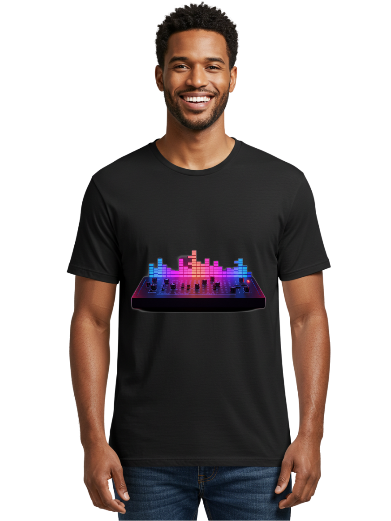 Dj-Controller Men'S Graphic Tee, 100% Cotton, Comfortable Casual Summer Wear, Machine Washable, Dj Equipment, Music Production, Sound Mixer, Audio Technology, Electronic Dance Music, Beat Matching, Dj Software, Music Creation, Sound Waves Baa453