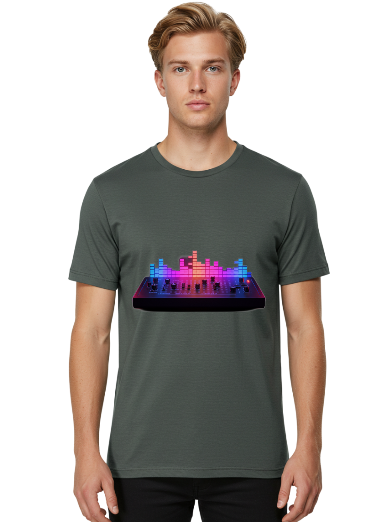 Dj-Controller Men'S Graphic Tee, 100% Cotton, Comfortable Casual Summer Wear, Machine Washable, Dj Equipment, Music Production, Sound Mixer, Audio Technology, Electronic Dance Music, Beat Matching, Dj Software, Music Creation, Sound Waves Baa453