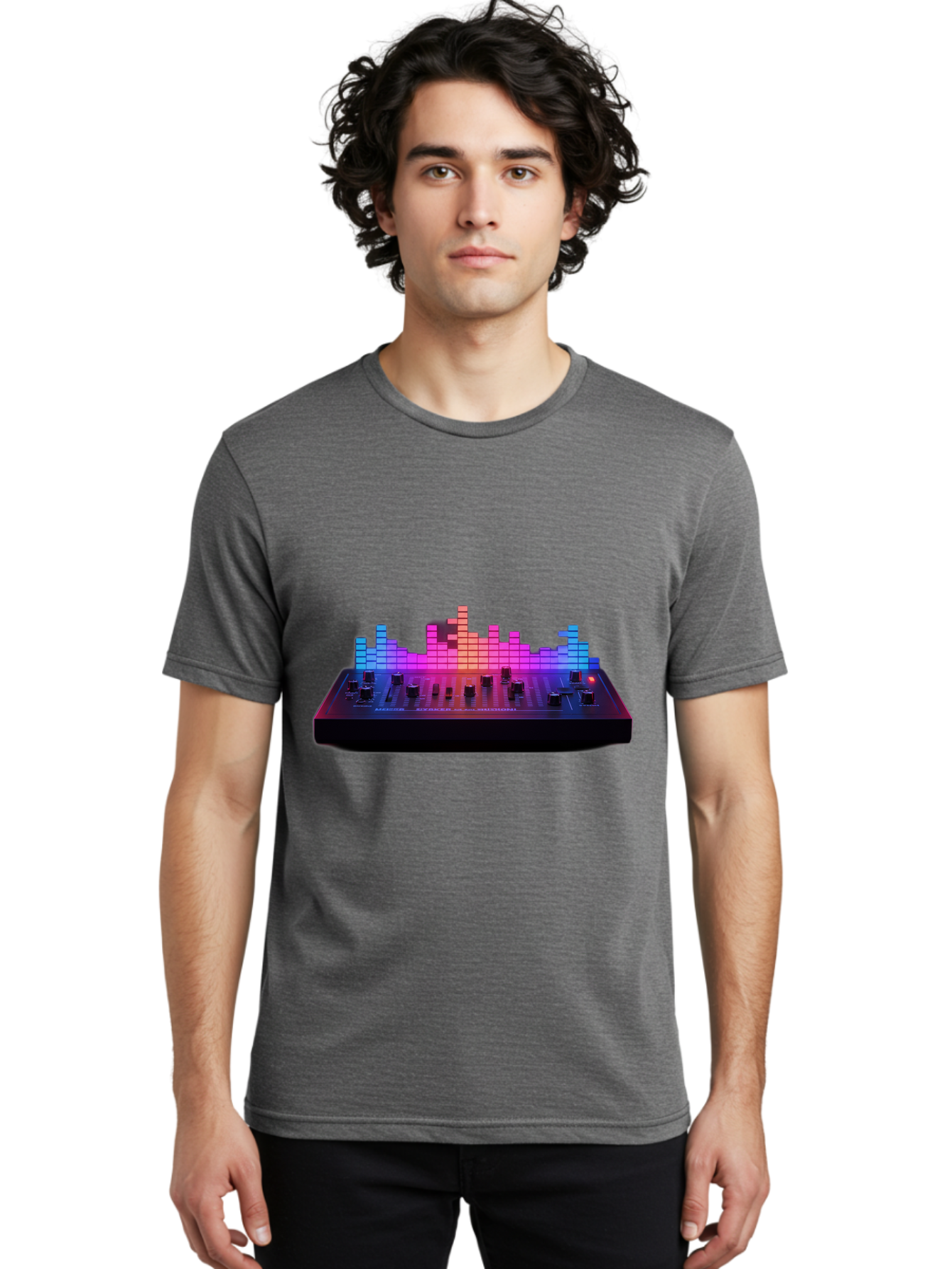 Dj-Controller Men'S Graphic Tee, 100% Cotton, Comfortable Casual Summer Wear, Machine Washable, Dj Equipment, Music Production, Sound Mixer, Audio Technology, Electronic Dance Music, Beat Matching, Dj Software, Music Creation, Sound Waves Baa453