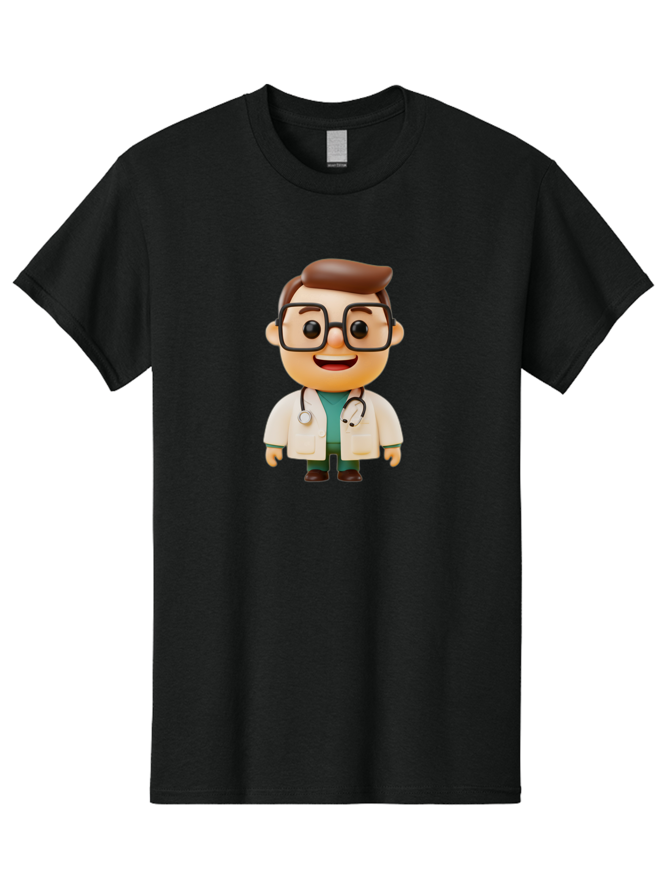Doctor-2 Men'S Graphic Tee, 100% Cotton, Comfortable Casual Summer Wear, Machine Washable, Cartoon Doctor, Medical Professional, Health Care, Stethoscope, Lab Coat, Glasses, Friendly Smile, Medical Care, Healthcare Worker, Doctor Illustration Baa456