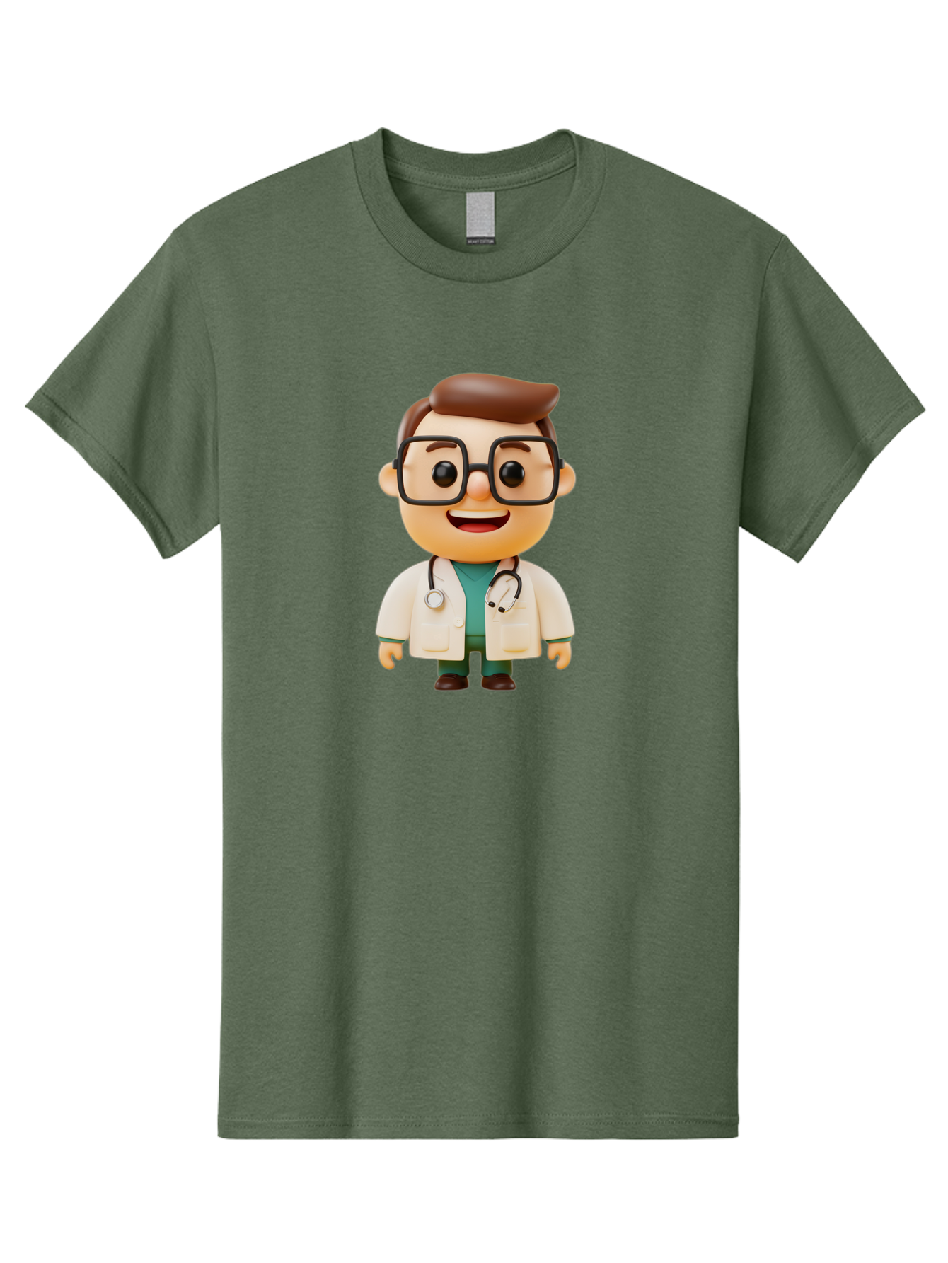 Doctor-2 Men'S Graphic Tee, 100% Cotton, Comfortable Casual Summer Wear, Machine Washable, Cartoon Doctor, Medical Professional, Health Care, Stethoscope, Lab Coat, Glasses, Friendly Smile, Medical Care, Healthcare Worker, Doctor Illustration Baa456
