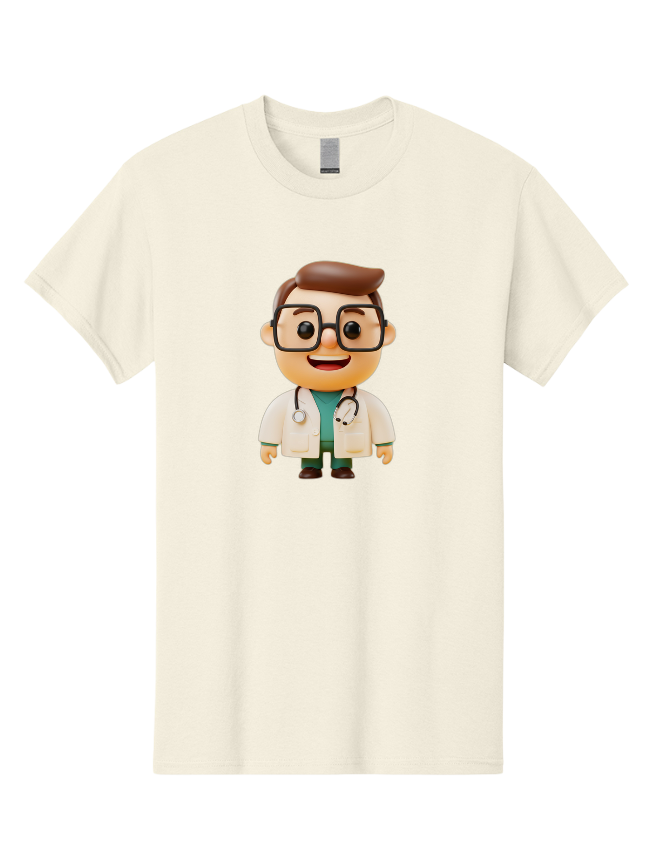 Doctor-2 Men'S Graphic Tee, 100% Cotton, Comfortable Casual Summer Wear, Machine Washable, Cartoon Doctor, Medical Professional, Health Care, Stethoscope, Lab Coat, Glasses, Friendly Smile, Medical Care, Healthcare Worker, Doctor Illustration Baa456