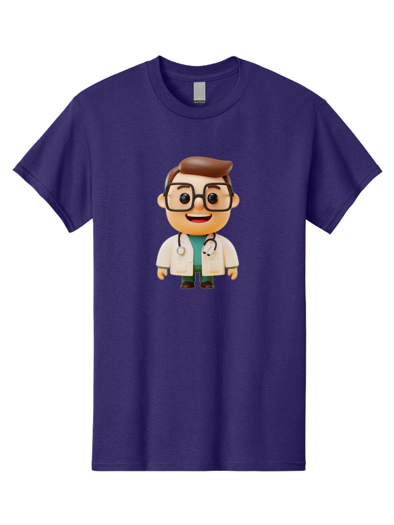 Doctor-2 Men'S Graphic Tee, 100% Cotton, Comfortable Casual Summer Wear, Machine Washable, Cartoon Doctor, Medical Professional, Health Care, Stethoscope, Lab Coat, Glasses, Friendly Smile, Medical Care, Healthcare Worker, Doctor Illustration Baa456
