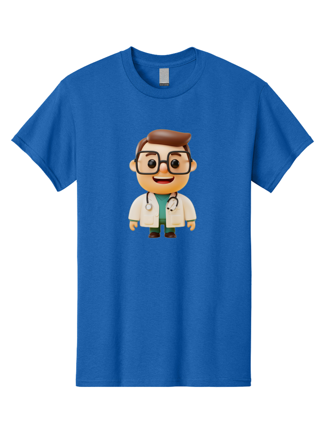 Doctor-2 Men'S Graphic Tee, 100% Cotton, Comfortable Casual Summer Wear, Machine Washable, Cartoon Doctor, Medical Professional, Health Care, Stethoscope, Lab Coat, Glasses, Friendly Smile, Medical Care, Healthcare Worker, Doctor Illustration Baa456