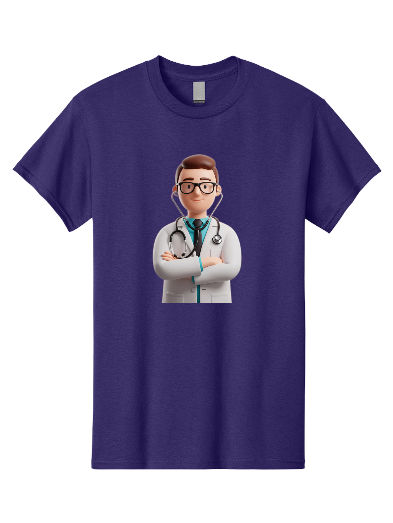 Doctor-3 Men'S Graphic Tee, 100% Cotton, Comfortable Casual Summer Wear, Machine Washable, Cartoon Doctor, Medical Professional, Stethoscope Around Neck, White Lab Coat, Confident Pose, Medical Care, Healthcare Provider, Friendly Smile, Baa457