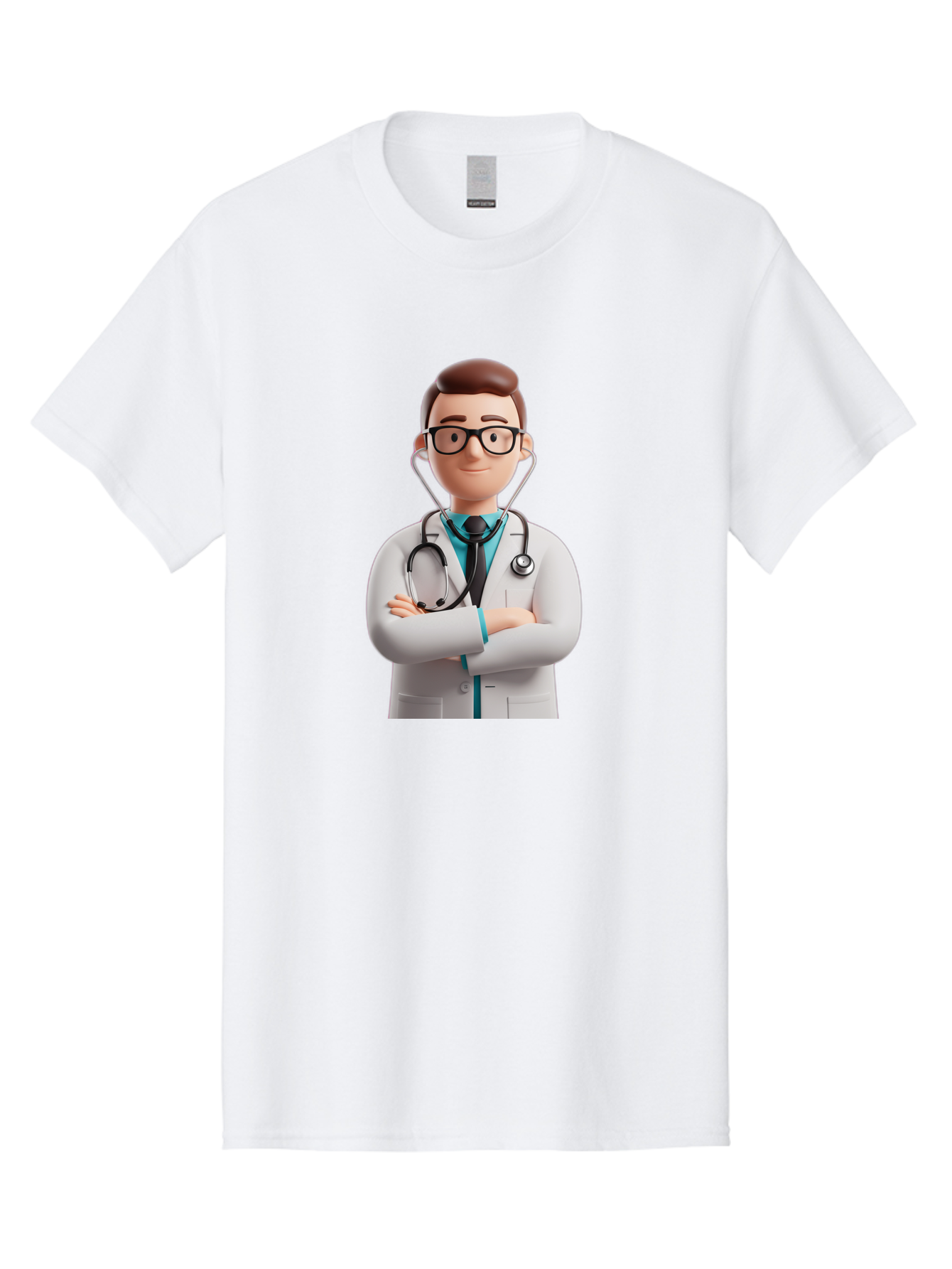 Doctor-3 Men'S Graphic Tee, 100% Cotton, Comfortable Casual Summer Wear, Machine Washable, Cartoon Doctor, Medical Professional, Stethoscope Around Neck, White Lab Coat, Confident Pose, Medical Care, Healthcare Provider, Friendly Smile, Baa457