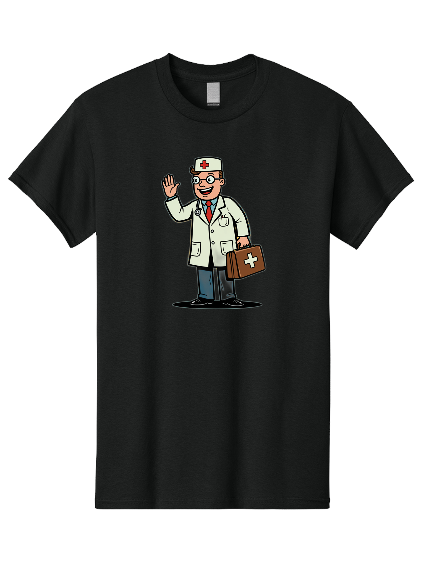 Doctor-7 Men'S Graphic Tee, 100% Cotton, Comfortable Casual Summer Wear, Machine Washable, Cartoon Doctor, Medical Professional, First Aid Kit, Red Cross, Healthcare Worker, Friendly Doctor, Medical Assistance, Doctor'S Kit, Health Care Baa462