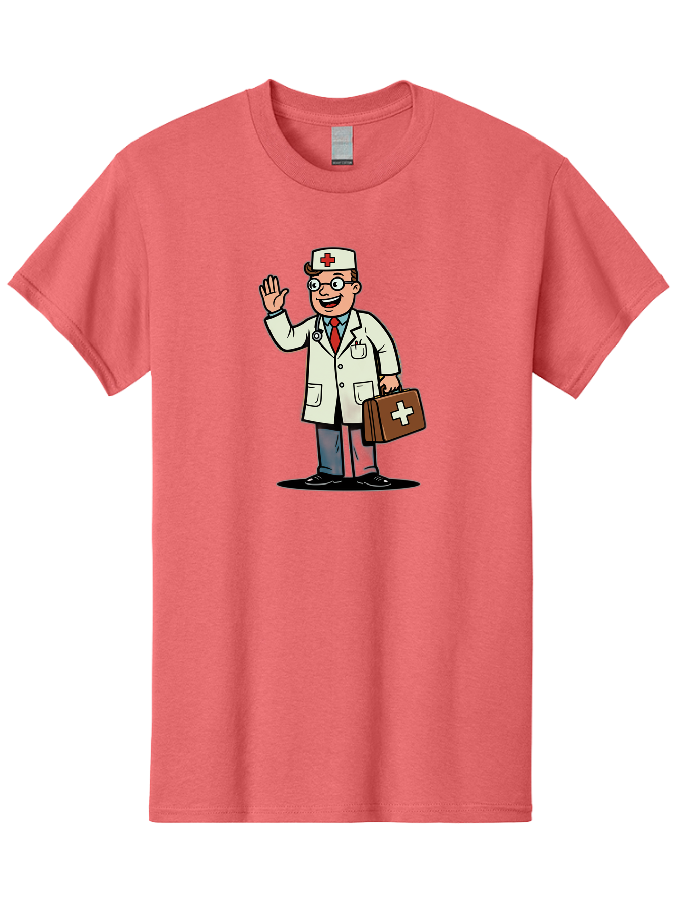 Doctor-7 Men'S Graphic Tee, 100% Cotton, Comfortable Casual Summer Wear, Machine Washable, Cartoon Doctor, Medical Professional, First Aid Kit, Red Cross, Healthcare Worker, Friendly Doctor, Medical Assistance, Doctor'S Kit, Health Care Baa462