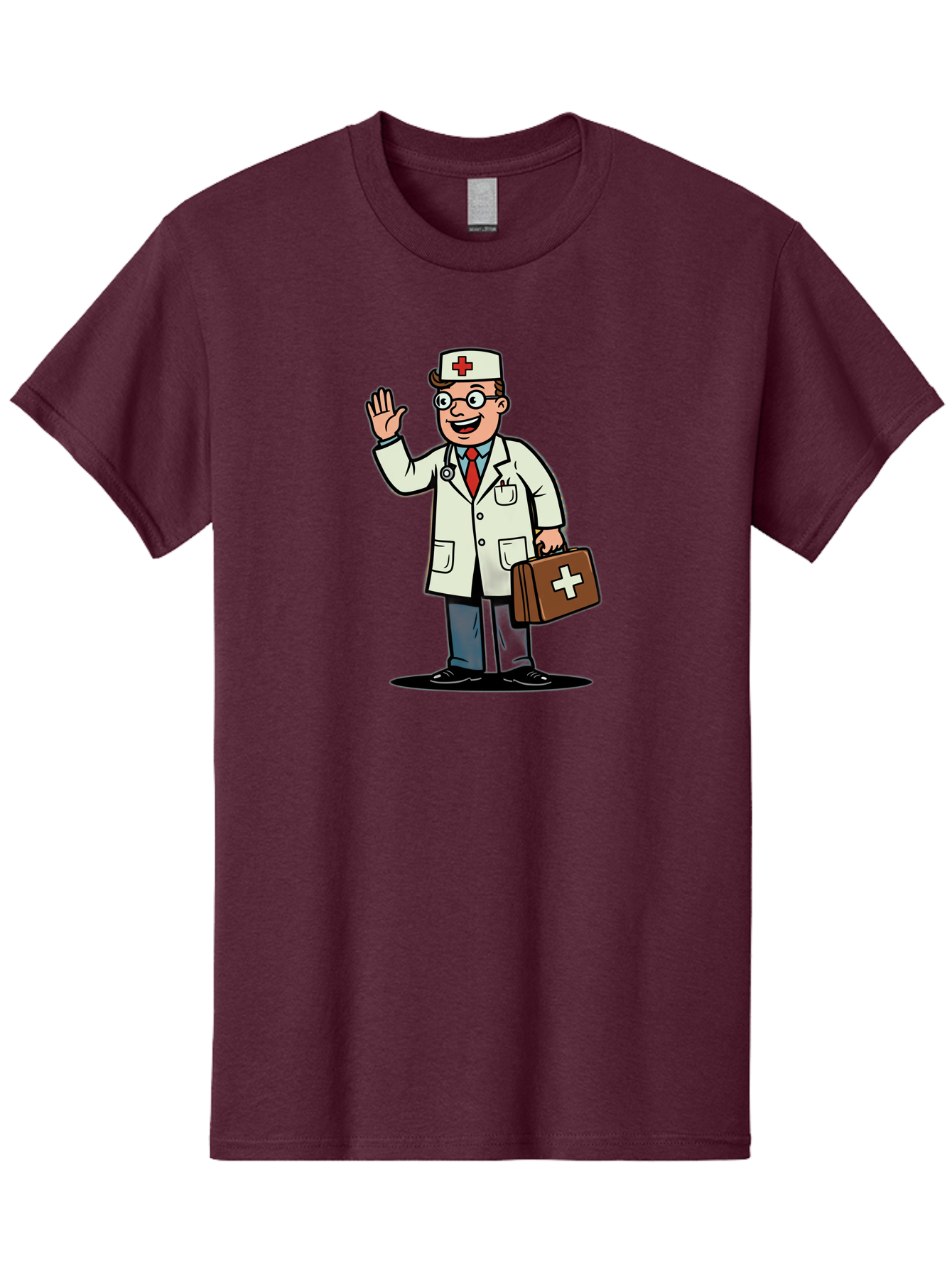 Doctor-7 Men'S Graphic Tee, 100% Cotton, Comfortable Casual Summer Wear, Machine Washable, Cartoon Doctor, Medical Professional, First Aid Kit, Red Cross, Healthcare Worker, Friendly Doctor, Medical Assistance, Doctor'S Kit, Health Care Baa462