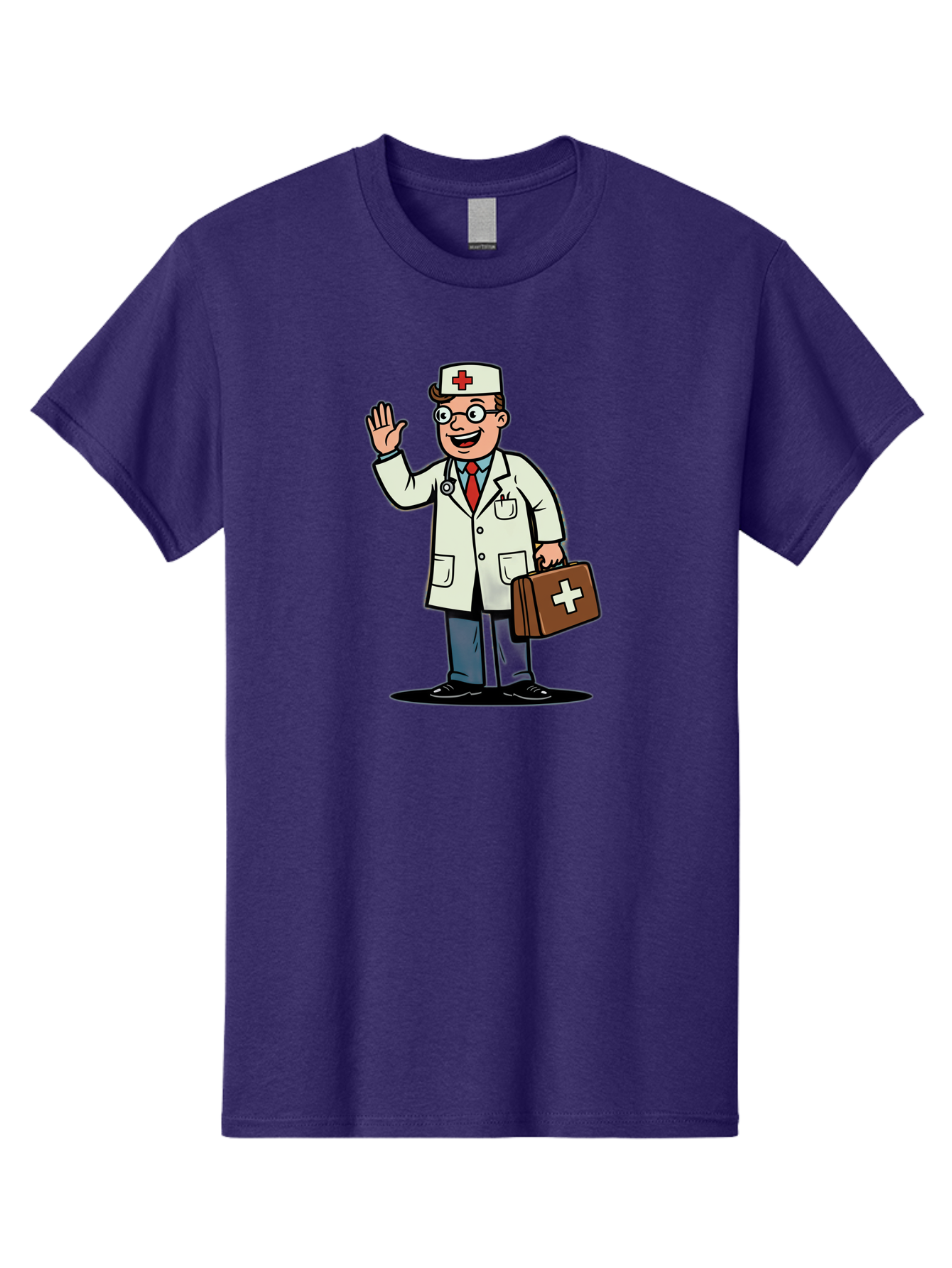 Doctor-7 Men'S Graphic Tee, 100% Cotton, Comfortable Casual Summer Wear, Machine Washable, Cartoon Doctor, Medical Professional, First Aid Kit, Red Cross, Healthcare Worker, Friendly Doctor, Medical Assistance, Doctor'S Kit, Health Care Baa462