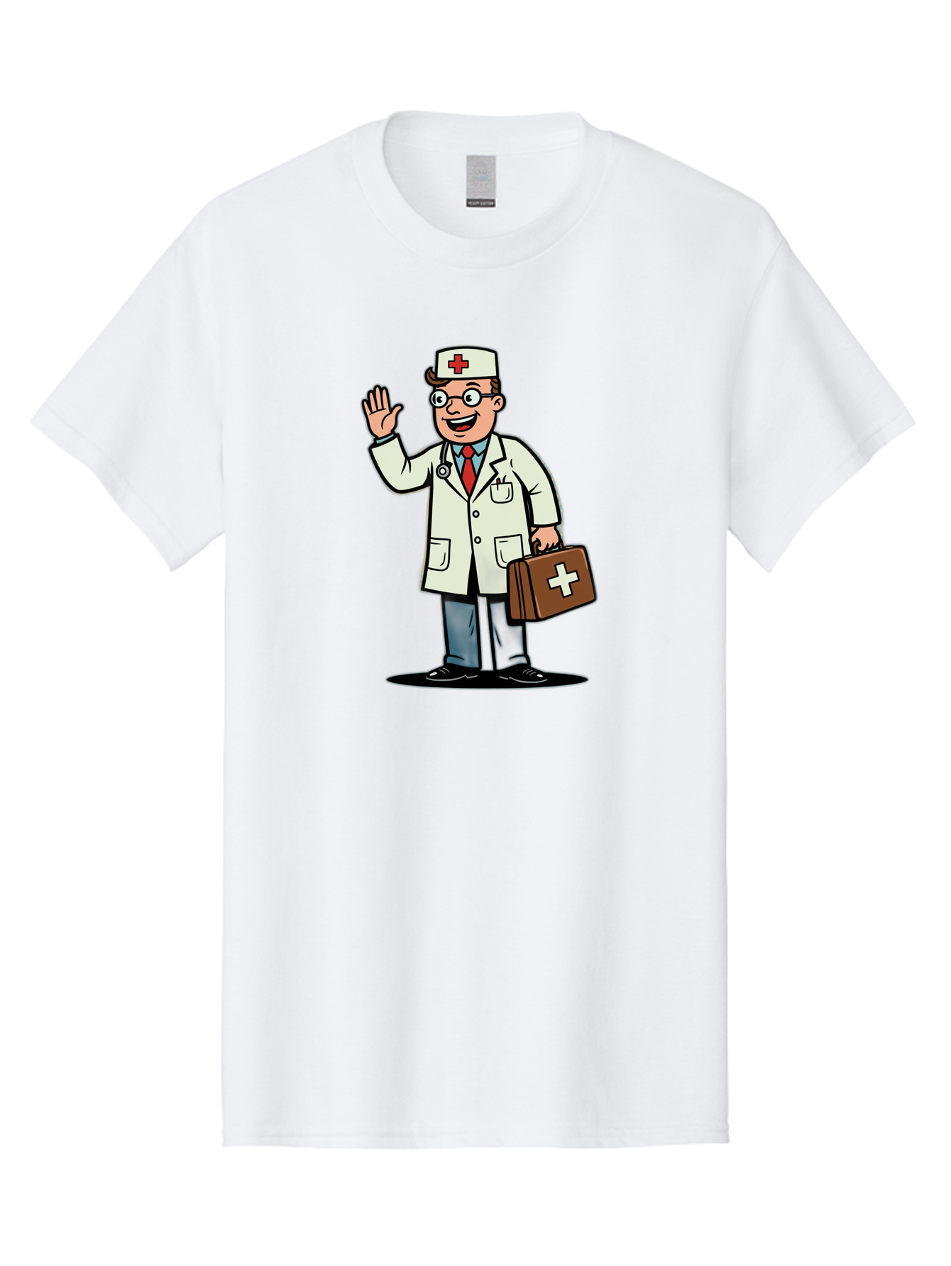 Doctor-7 Men'S Graphic Tee, 100% Cotton, Comfortable Casual Summer Wear, Machine Washable, Cartoon Doctor, Medical Professional, First Aid Kit, Red Cross, Healthcare Worker, Friendly Doctor, Medical Assistance, Doctor'S Kit, Health Care Baa462