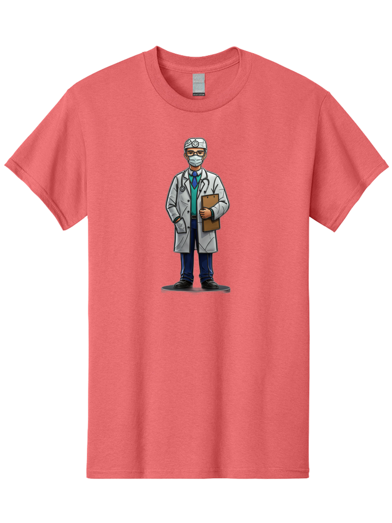 Doctor-8 Men'S Graphic Tee, 100% Cotton, Comfortable Casual Summer Wear, Machine Washable, Male Doctor, Medical Professional, Lab Coat, Stethoscope, Clipboard, Medical Attire, Healthcare Worker, Medical Mask Baa463