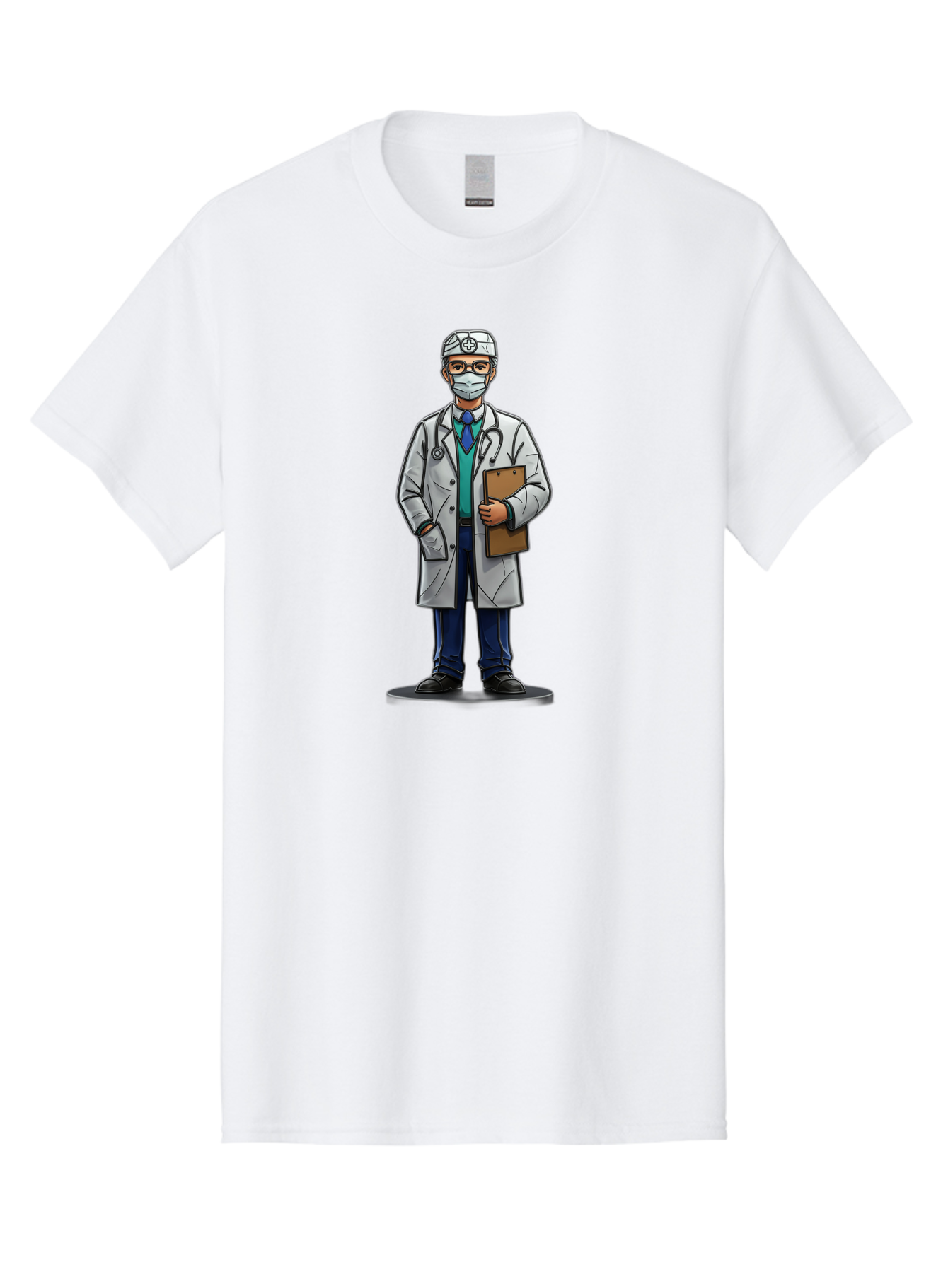 Doctor-8 Men'S Graphic Tee, 100% Cotton, Comfortable Casual Summer Wear, Machine Washable, Male Doctor, Medical Professional, Lab Coat, Stethoscope, Clipboard, Medical Attire, Healthcare Worker, Medical Mask Baa463