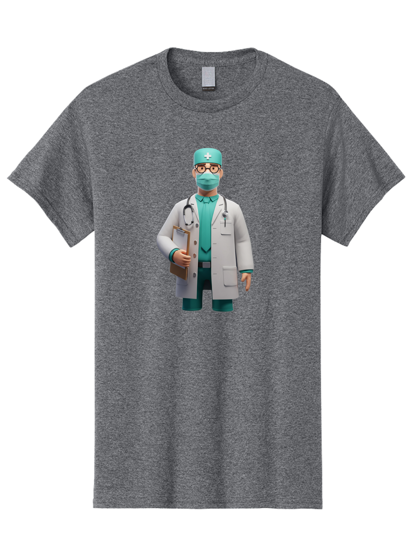 Doctor-9 Men'S Graphic Tee, 100% Cotton, Comfortable Casual Summer Wear, Machine Washable, 3D Cartoon Doctor, Medical Professional, White Coat, Stethoscope, Clipboard, Surgical Mask, Medical Hat, Healthcare Worker, Medical Attire, Baa464