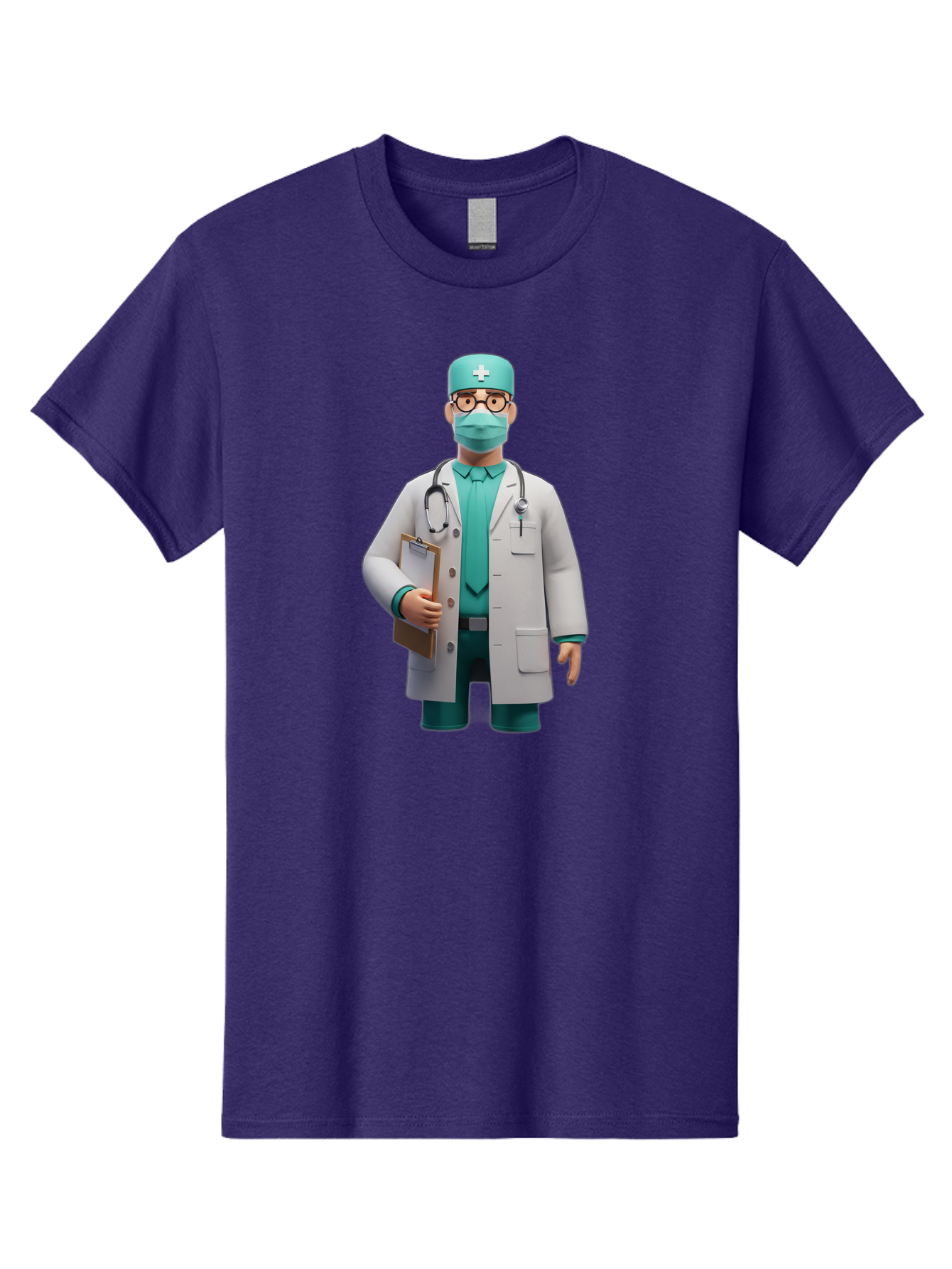 Doctor-9 Men'S Graphic Tee, 100% Cotton, Comfortable Casual Summer Wear, Machine Washable, 3D Cartoon Doctor, Medical Professional, White Coat, Stethoscope, Clipboard, Surgical Mask, Medical Hat, Healthcare Worker, Medical Attire, Baa464