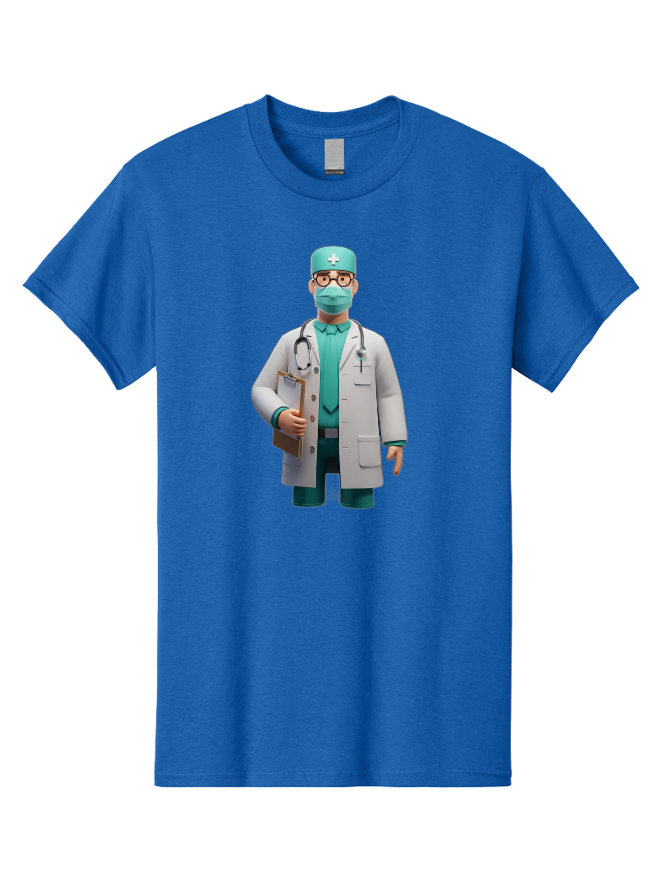 Doctor-9 Men'S Graphic Tee, 100% Cotton, Comfortable Casual Summer Wear, Machine Washable, 3D Cartoon Doctor, Medical Professional, White Coat, Stethoscope, Clipboard, Surgical Mask, Medical Hat, Healthcare Worker, Medical Attire, Baa464