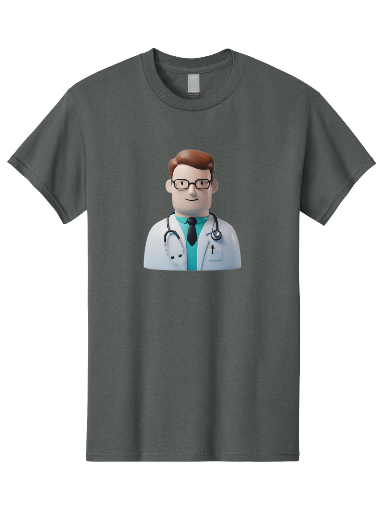 Doctor-Character-1 Men'S Graphic Tee, 100% Cotton, Comfortable Casual Summer Wear, Machine Washable, Male Doctor, White Lab Coat, Stethoscope, Black Tie, Blue Shirt, Friendly Smile, Medical Professional, Healthcare Provider, Doctor Character, Baa468