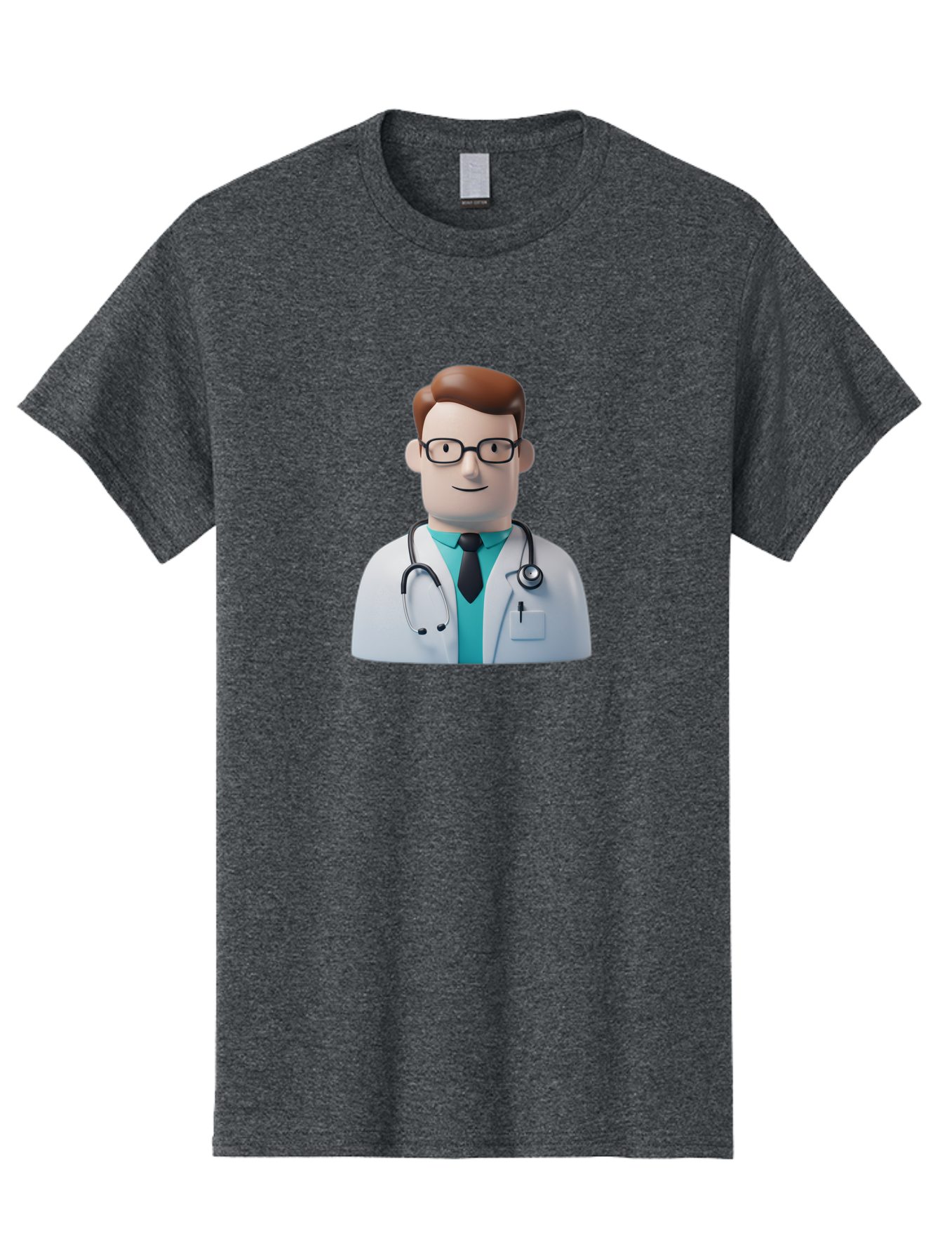 Doctor-Character-1 Men'S Graphic Tee, 100% Cotton, Comfortable Casual Summer Wear, Machine Washable, Male Doctor, White Lab Coat, Stethoscope, Black Tie, Blue Shirt, Friendly Smile, Medical Professional, Healthcare Provider, Doctor Character, Baa468