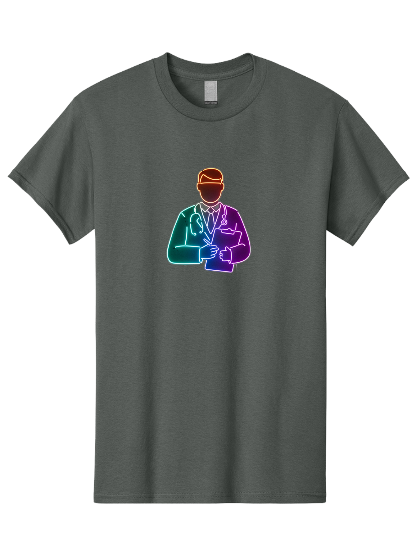 Doctor-Illustration Men'S Graphic Tee, 100% Cotton, Comfortable Casual Summer Wear, Machine Washable, Doctor With Stethoscope, Medical Professional, Healthcare Worker, Clipboard, Medical Notes, Writing, Doctor'S Badge, Medical Attire Baa474