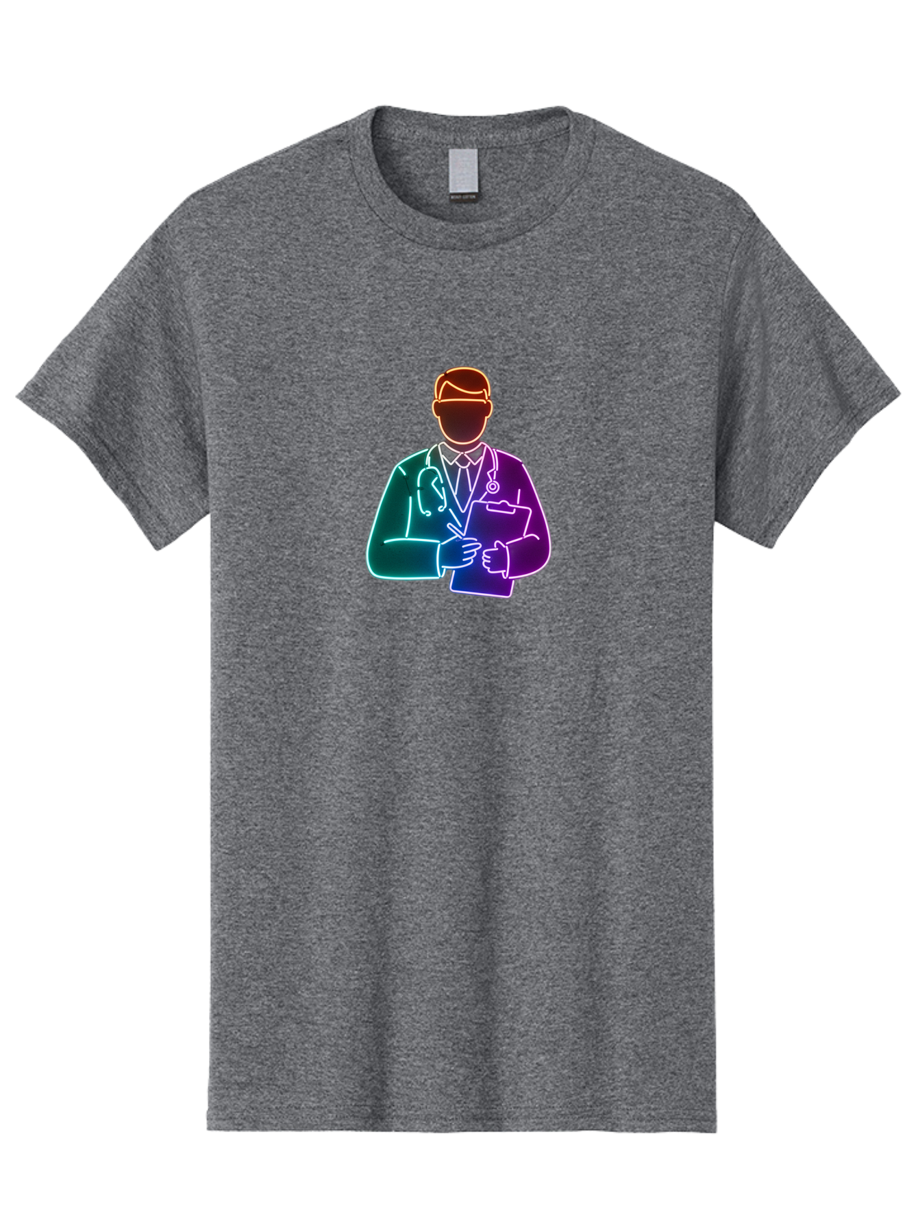 Doctor-Illustration Men'S Graphic Tee, 100% Cotton, Comfortable Casual Summer Wear, Machine Washable, Doctor With Stethoscope, Medical Professional, Healthcare Worker, Clipboard, Medical Notes, Writing, Doctor'S Badge, Medical Attire Baa474