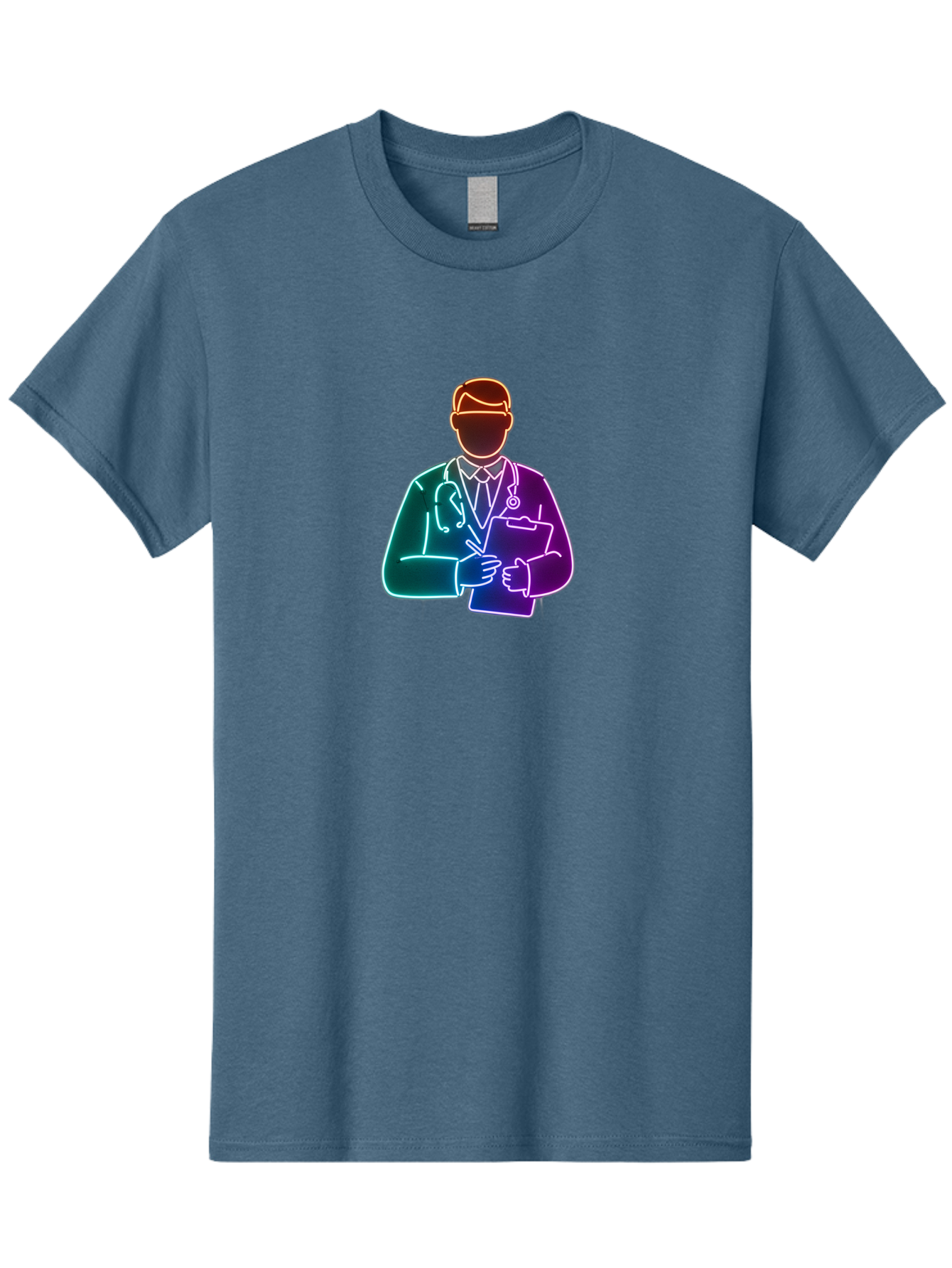 Doctor-Illustration Men'S Graphic Tee, 100% Cotton, Comfortable Casual Summer Wear, Machine Washable, Doctor With Stethoscope, Medical Professional, Healthcare Worker, Clipboard, Medical Notes, Writing, Doctor'S Badge, Medical Attire Baa474