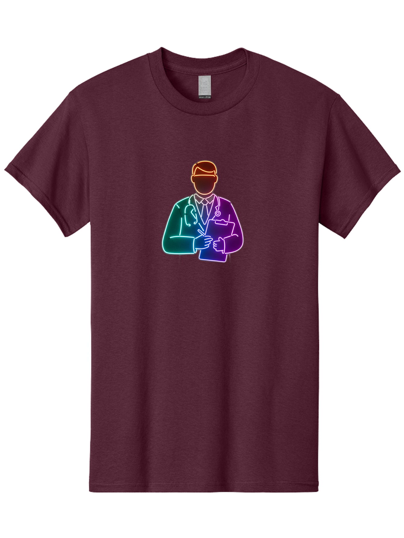 Doctor-Illustration Men'S Graphic Tee, 100% Cotton, Comfortable Casual Summer Wear, Machine Washable, Doctor With Stethoscope, Medical Professional, Healthcare Worker, Clipboard, Medical Notes, Writing, Doctor'S Badge, Medical Attire Baa474