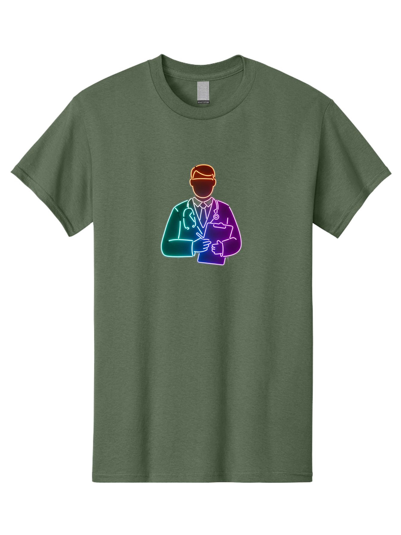 Doctor-Illustration Men'S Graphic Tee, 100% Cotton, Comfortable Casual Summer Wear, Machine Washable, Doctor With Stethoscope, Medical Professional, Healthcare Worker, Clipboard, Medical Notes, Writing, Doctor'S Badge, Medical Attire Baa474
