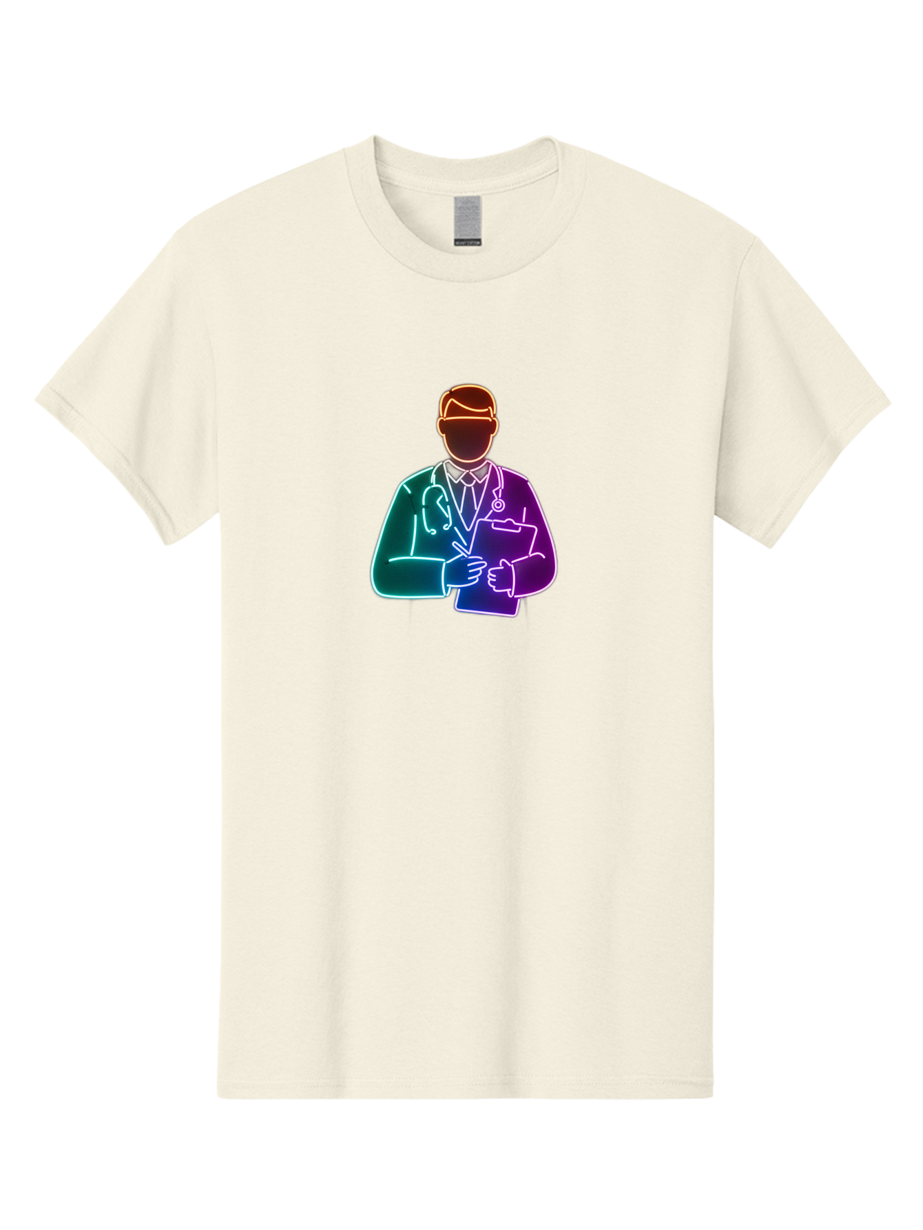 Doctor-Illustration Men'S Graphic Tee, 100% Cotton, Comfortable Casual Summer Wear, Machine Washable, Doctor With Stethoscope, Medical Professional, Healthcare Worker, Clipboard, Medical Notes, Writing, Doctor'S Badge, Medical Attire Baa474